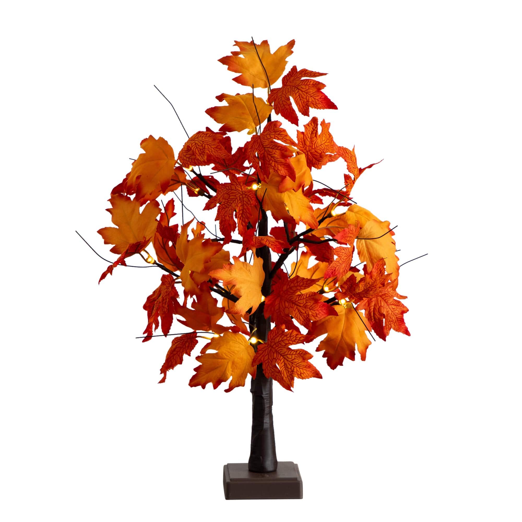 2ft. Pre-Lit Bright Autumn Maple Artificial Fall Tree with 24 Warm White LED Lights and Detachable Base