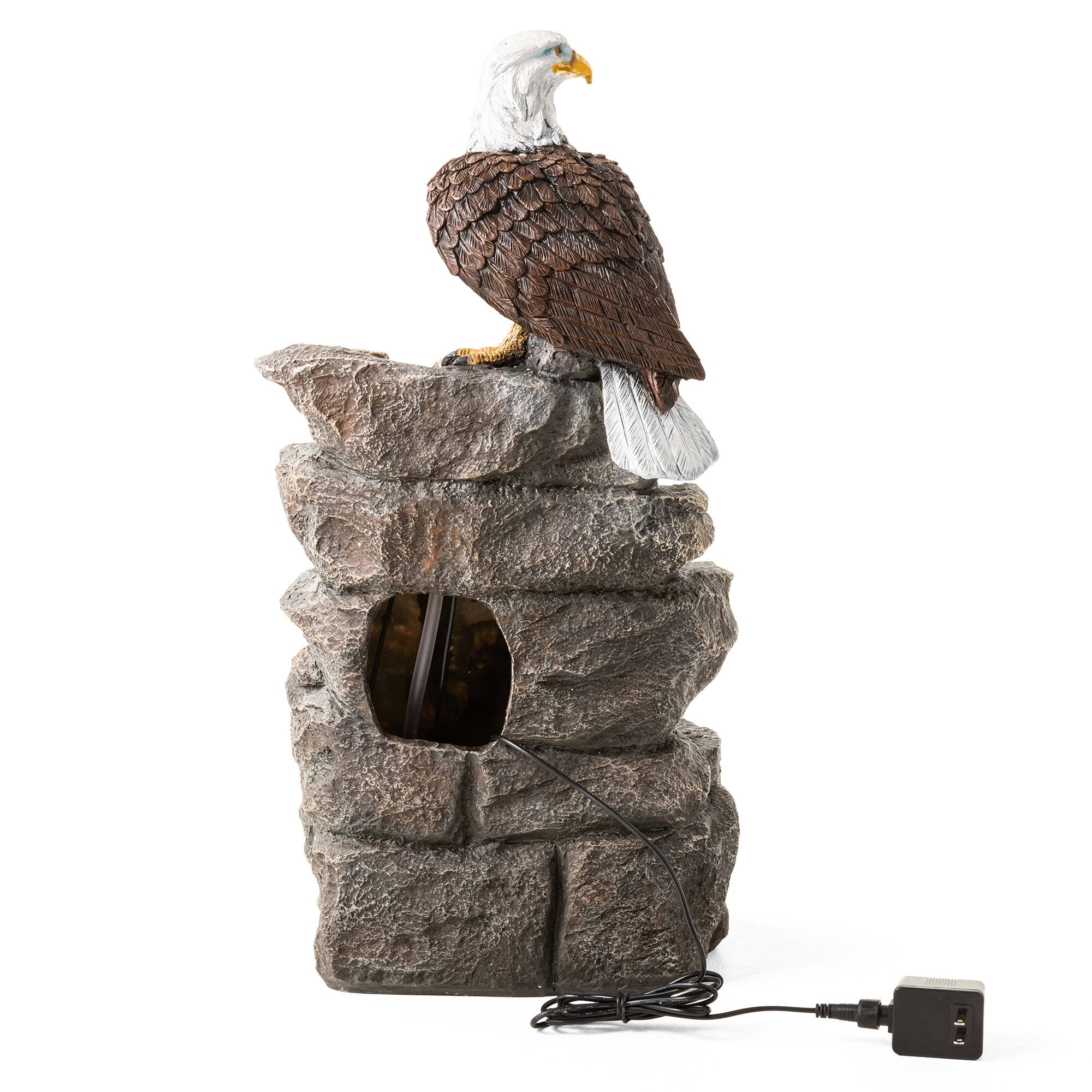 Glitzhome® 25.25" LED 4-Tier Bald Eagle Outdoor Fountain