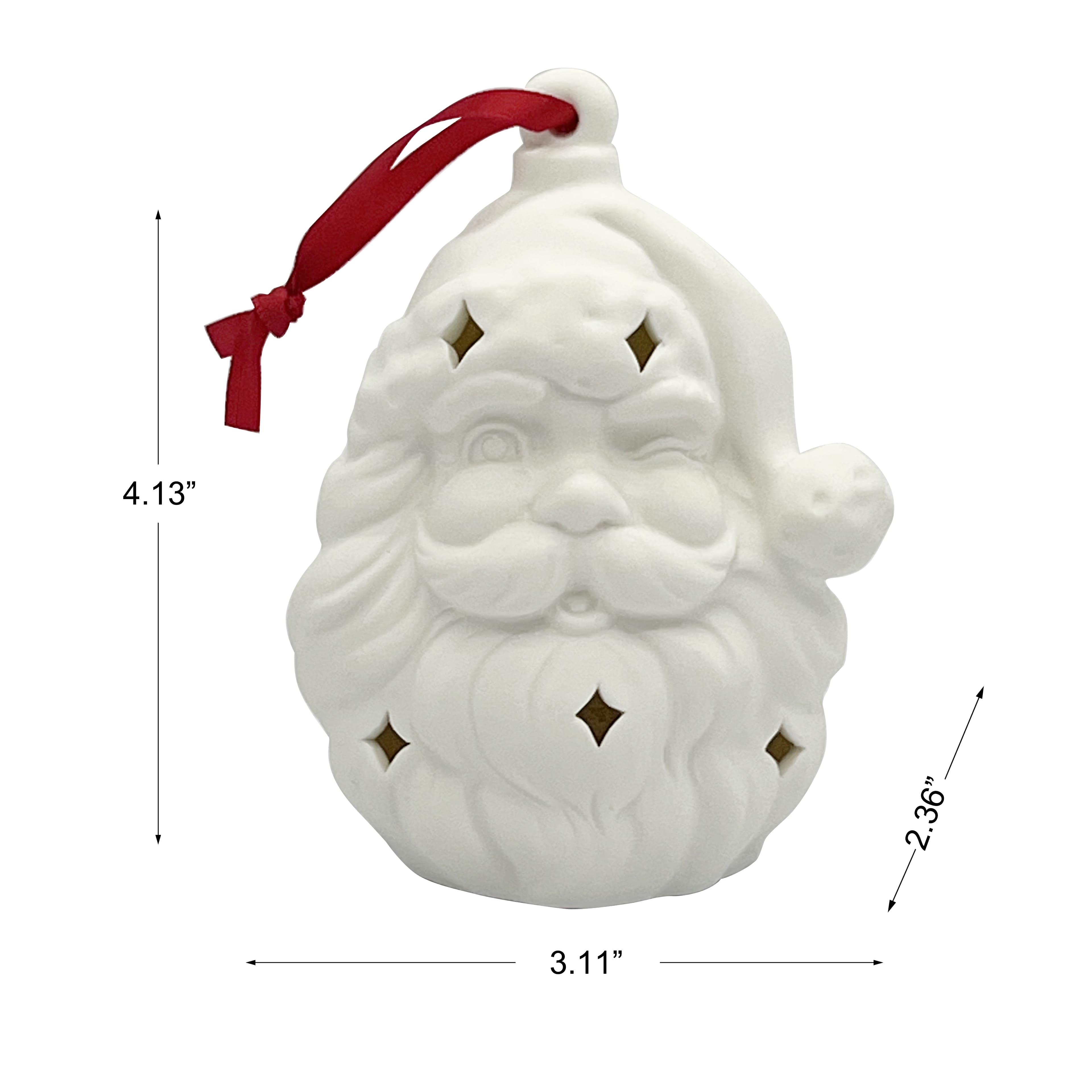 4&#x22; DIY LED Ceramic Santa Ornament by Make Market&#xAE;