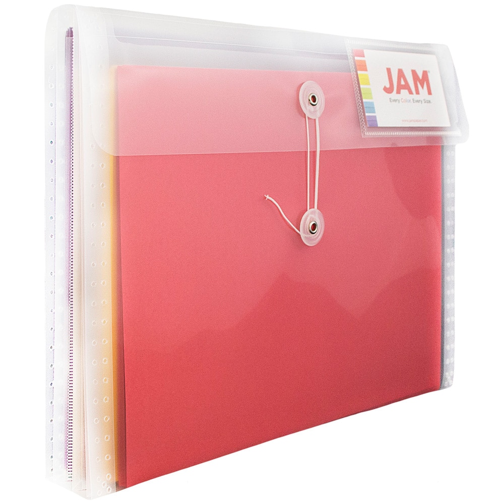 JAM Paper 12.75" x 10.5" Clear Plastic Button & String Tie Closure Envelopes, 12ct.