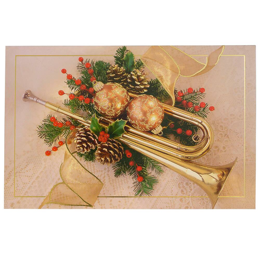 JAM Paper Modern Holiday Horn Blank Christmas Cards Set, 10ct.