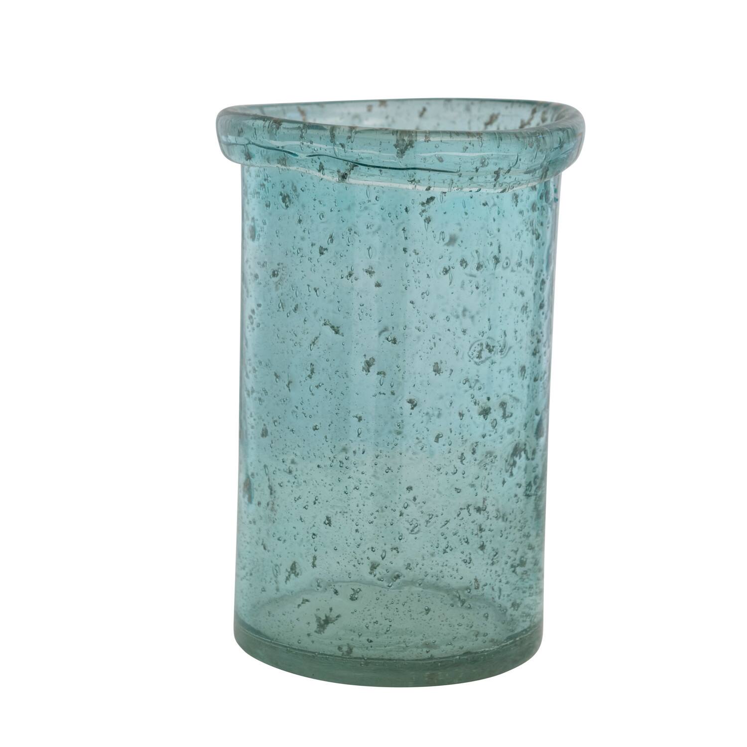 Hello Honey® 9.75" Distressed Blue Coastal Glass Vase
