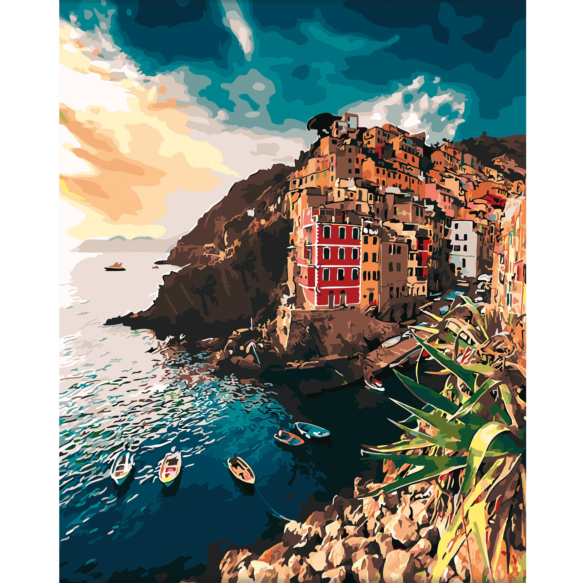 Colourful Buildings & Sea Paint-by-Number Kit by Artist's Loft