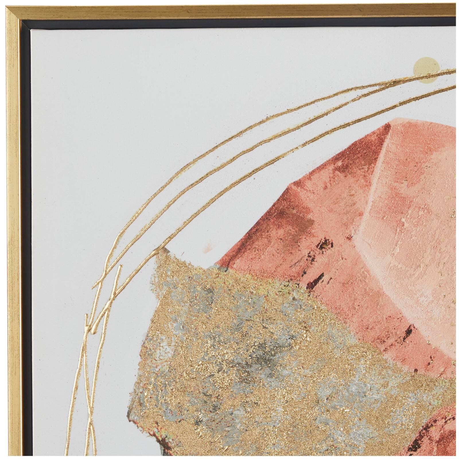 Multi Colored Canvas Handmade Overlapping Circle Abstract Framed Wall Art with Gold Frame and Gold Foil Detailing 37&#x22; x 1&#x22; x 37&#x22;