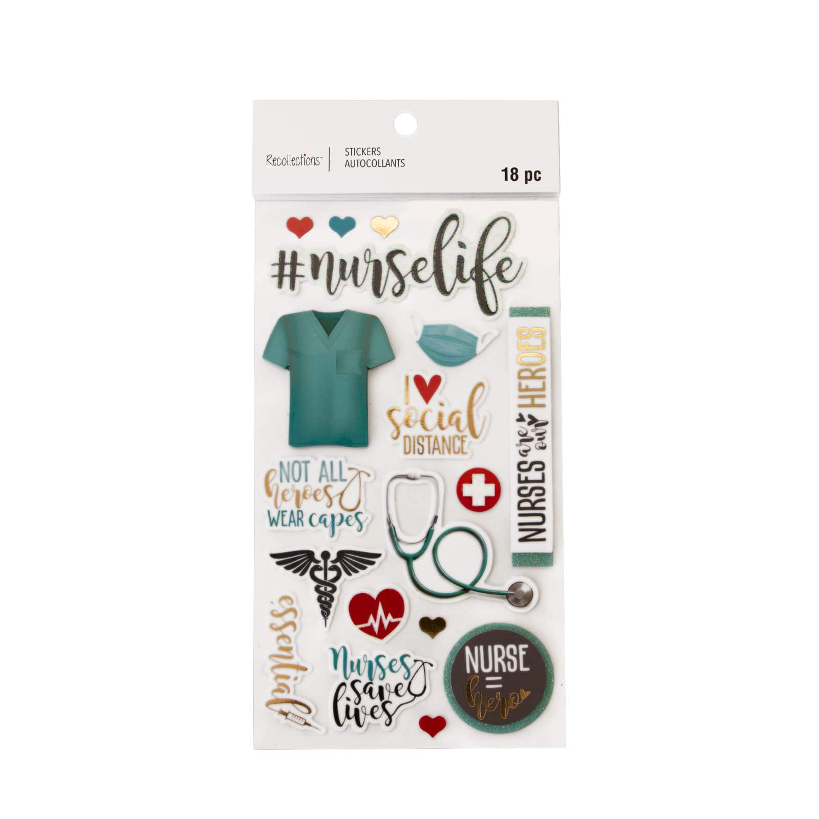 12 Pack: Nurse Life Dimensional Stickers by Recollections&#x2122;
