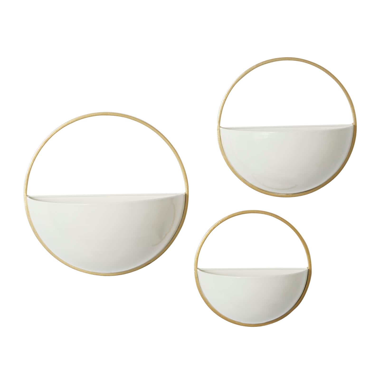Gold & White Metal Contemporary Wall Planter Set