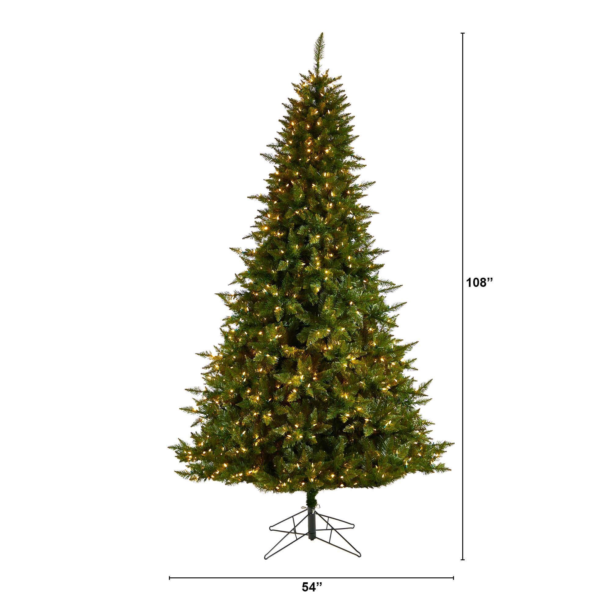 9ft. Pre-Lit Vermont Spruce Artificial Christmas Tree, Color Changing LED Lights