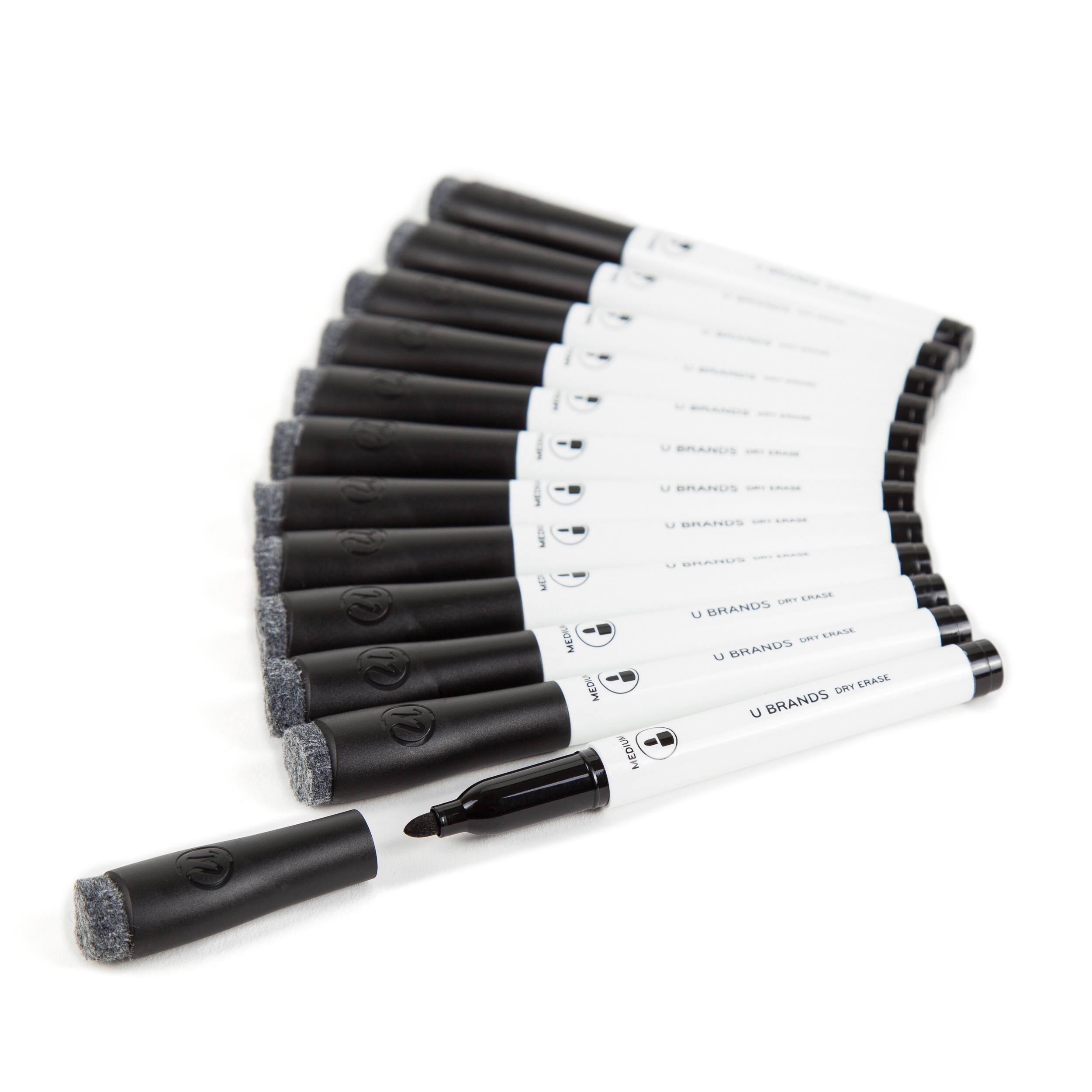 U Brands&#x2122; Black Medium Point Dry Erase Marker Set