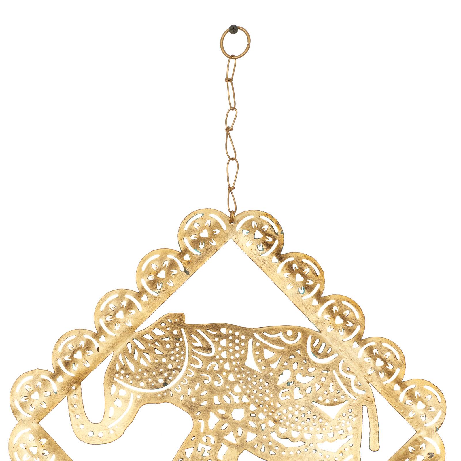 Gold Colored Metal Eclectic Elephant Windchime