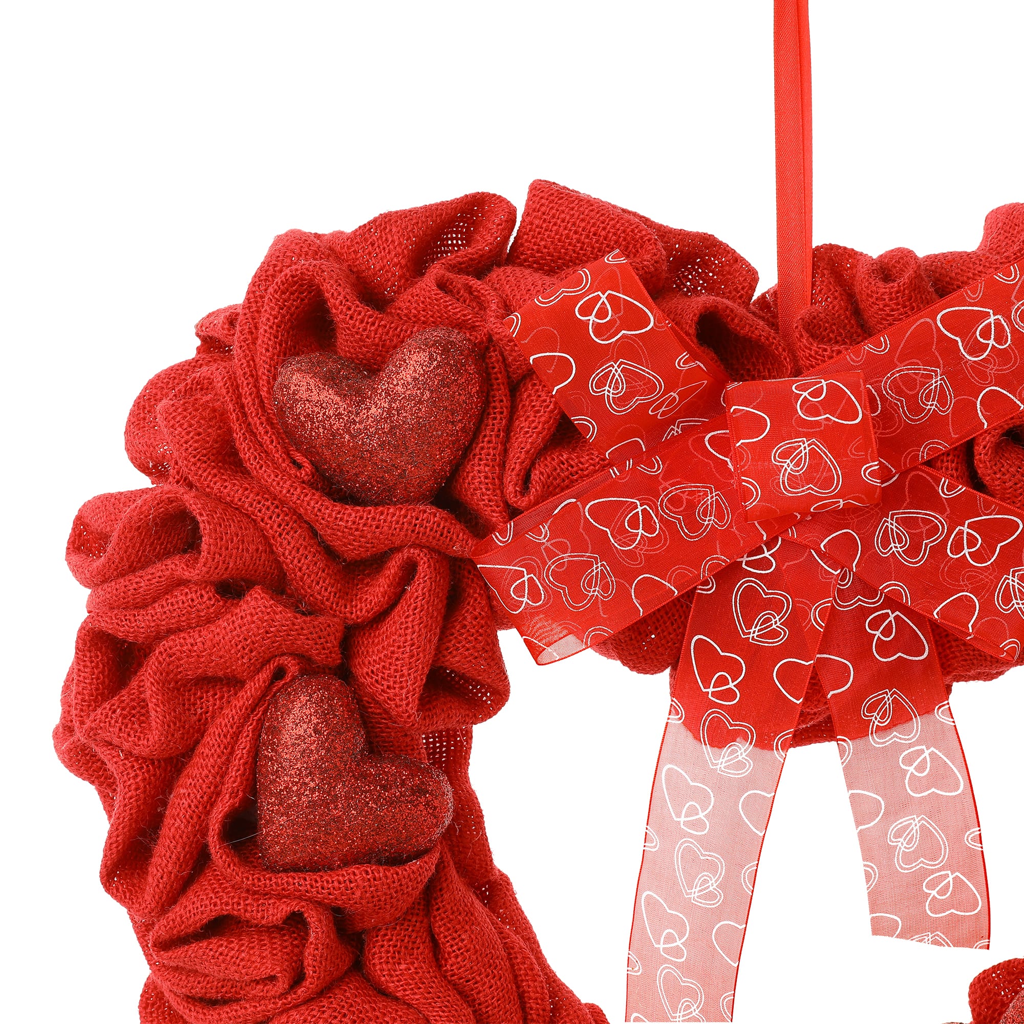 Glitzhome 17.75 in. H Valentine Fabric Heart Wreath 2019400013 - The Home  Depot