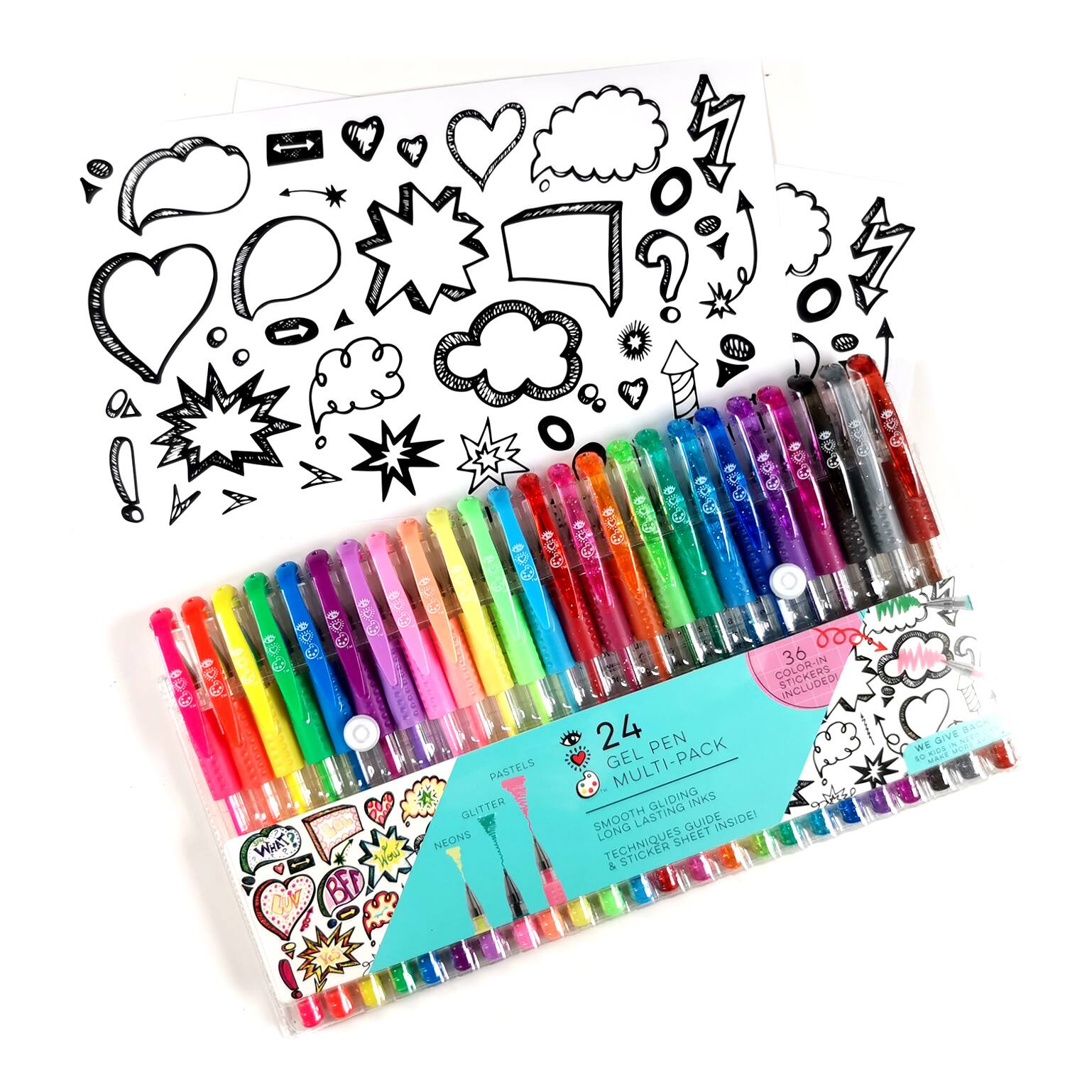 Bright Stripes 24-Color Gel Pen Multi-Pack