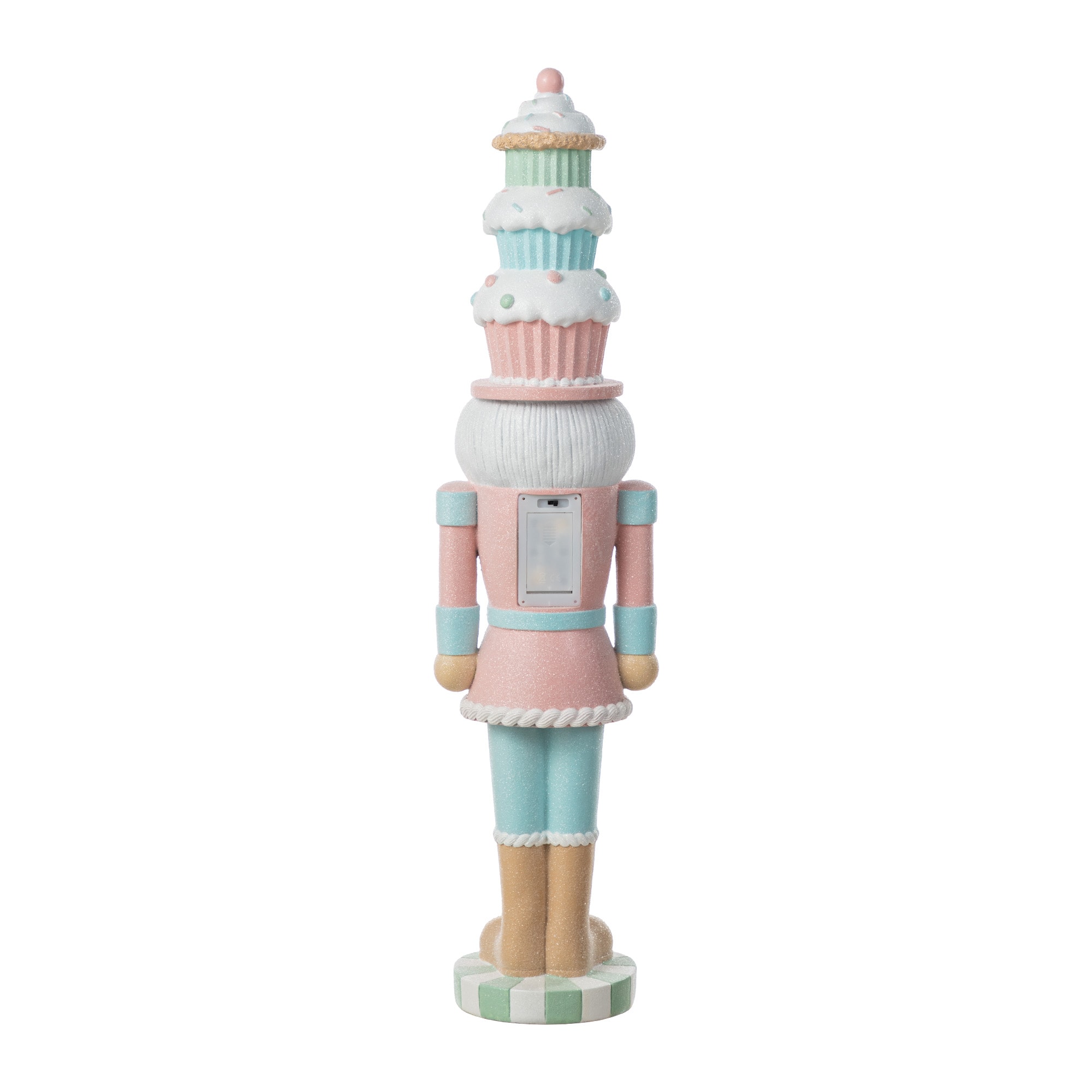 Glitzhome&#xAE; 28&#x22; Lighted Resin Christmas Cupcake Nutcracker Porch Decor with Timer