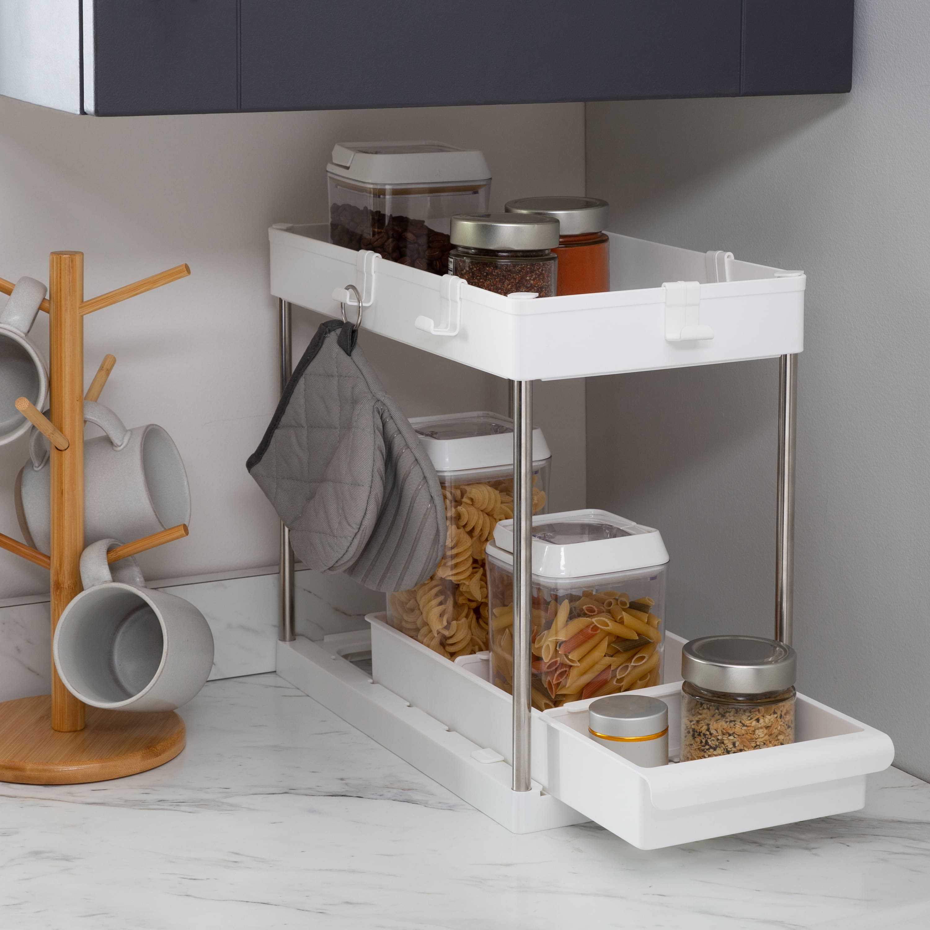 Simplify 2-Tier Storage Shelf with Drawer