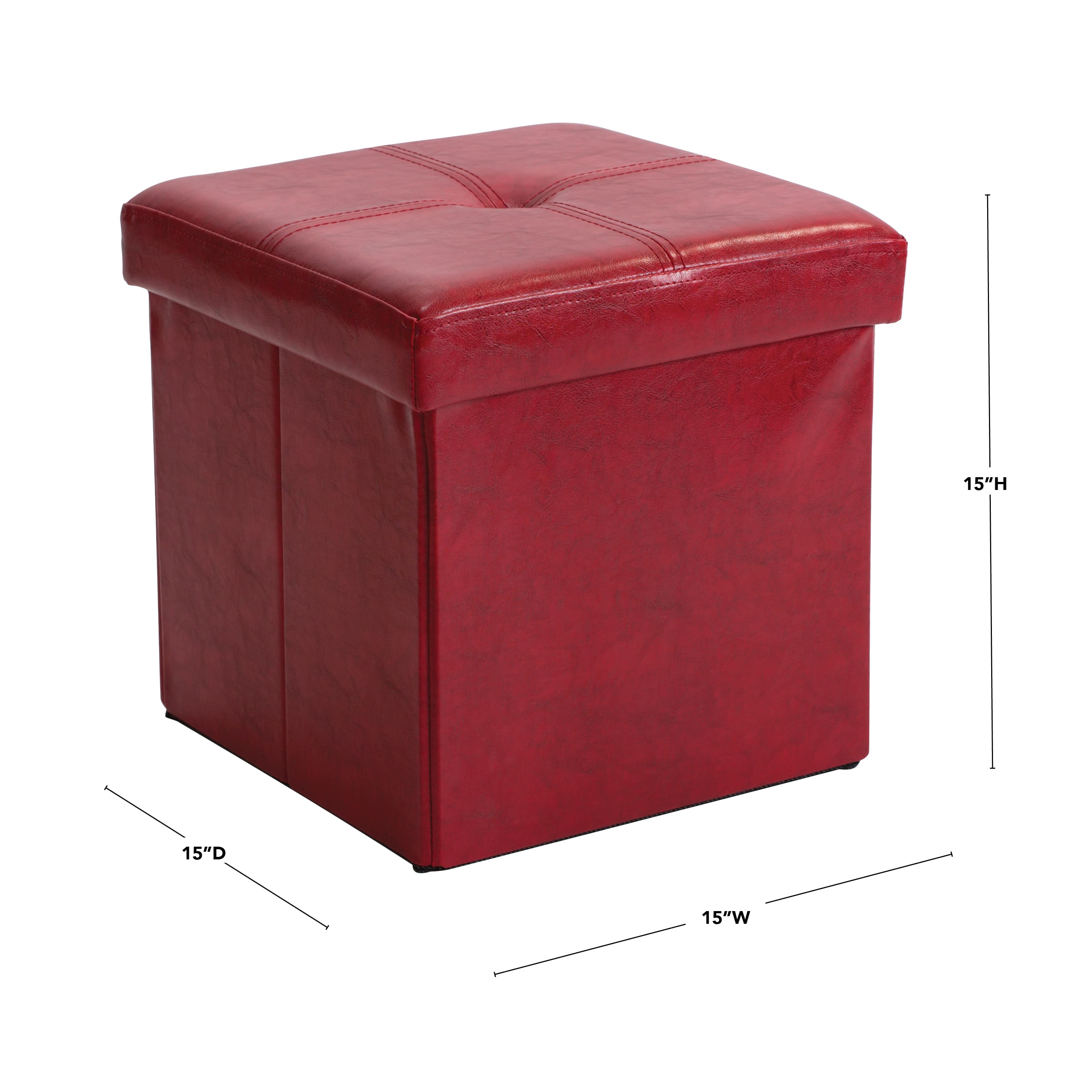 Simplify Faux Leather Folding Storage Ottoman Cube