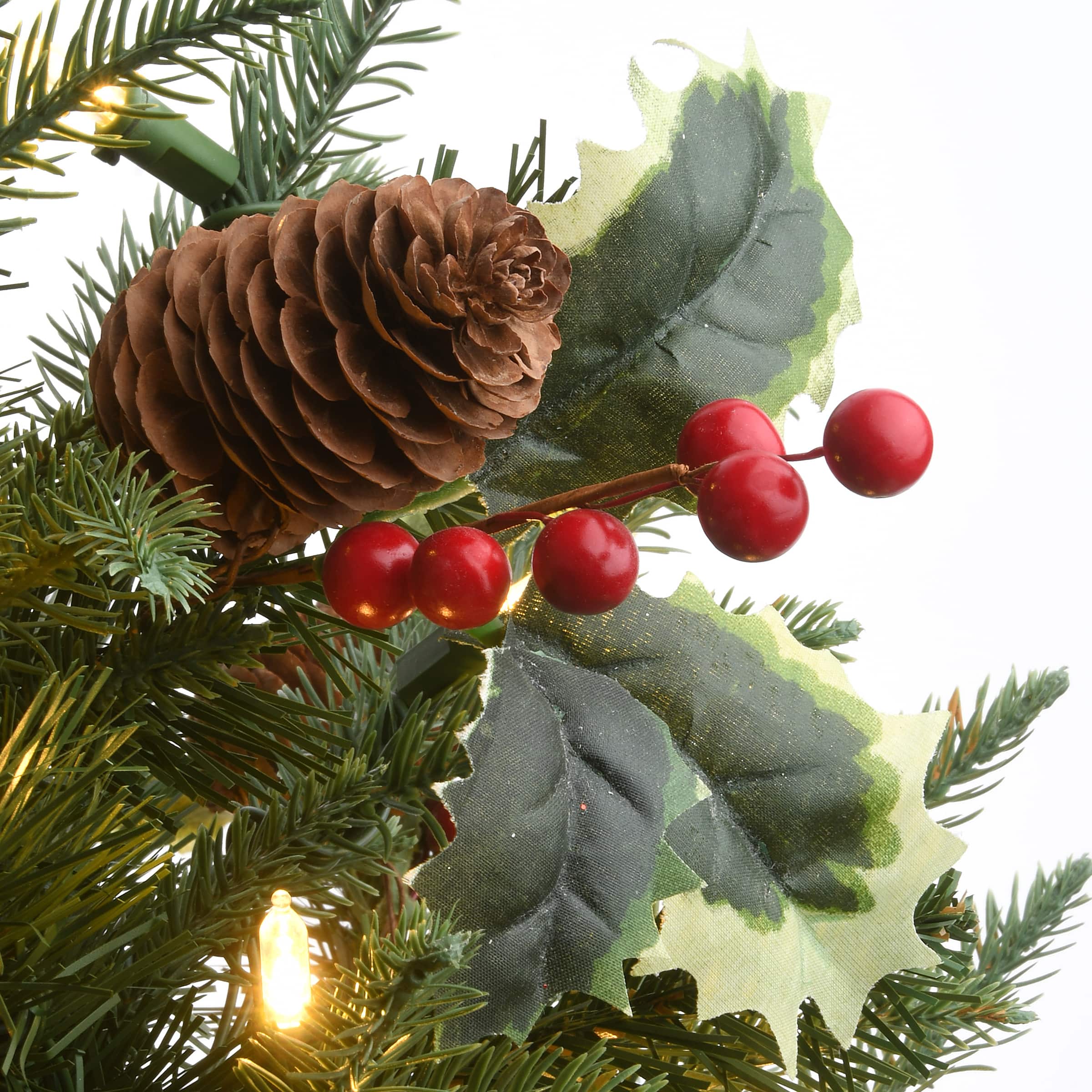 2ft. Pre-Lit Happy Hill Pine Artificial Christmas Tree, Warm White LED Lights