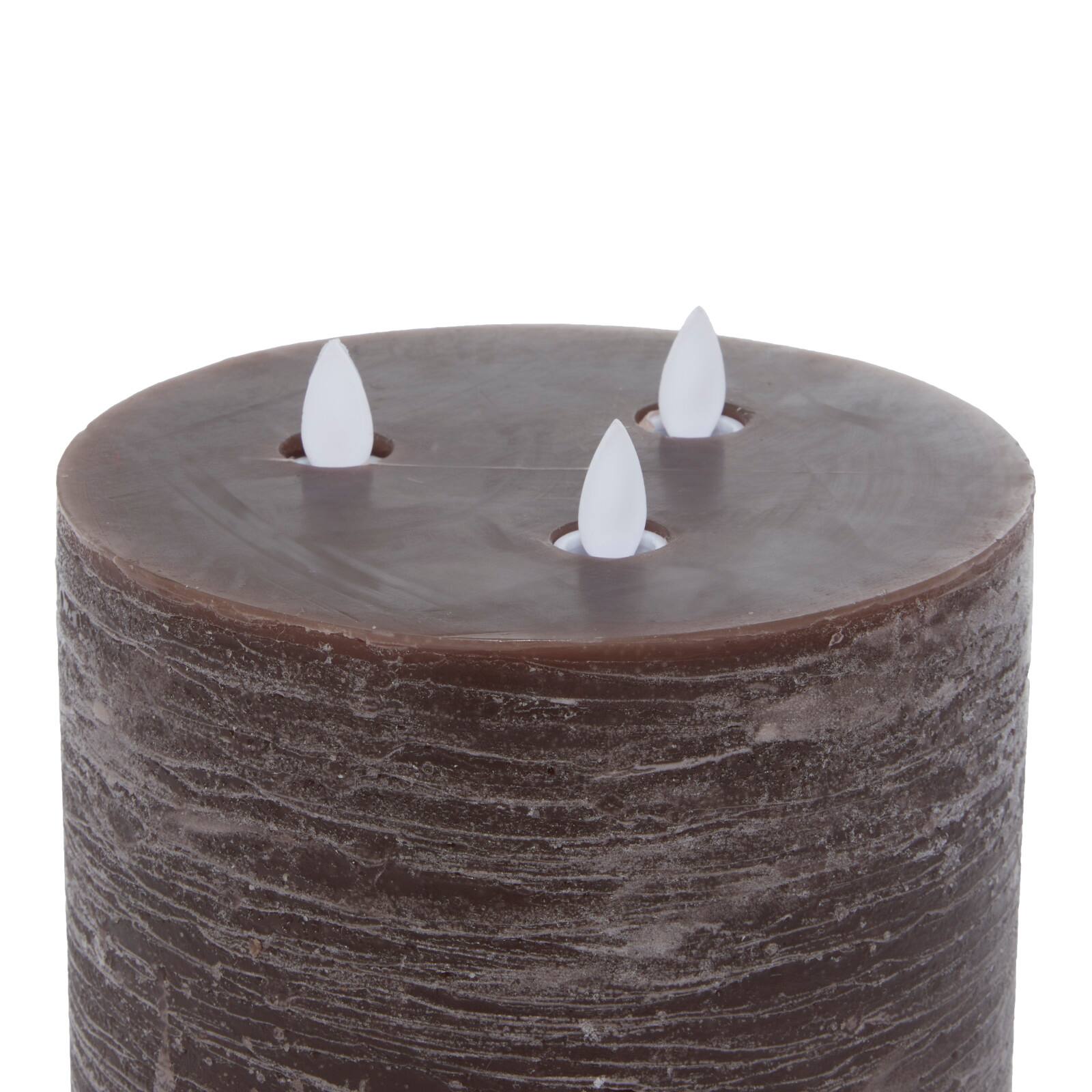 Brown Traditional Wax Flameless Pillar Candle Set