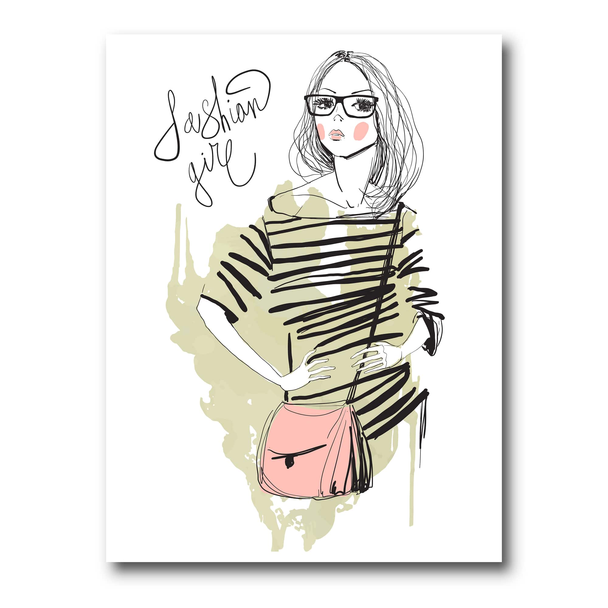 Designart - Trendy Fashion Girl - Shabby Chic Canvas Wall Art Print