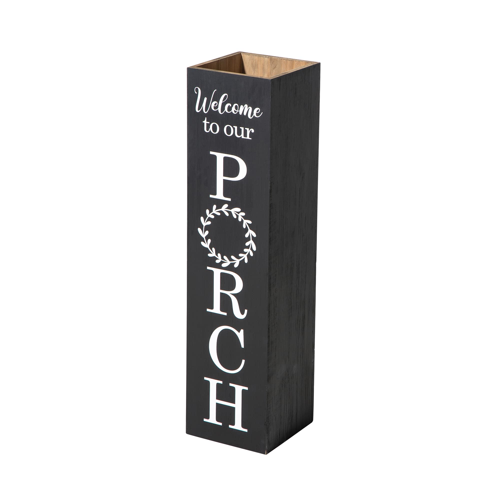 Glitzhome® 30" Black Wood Boxed Welcome Porch Sign