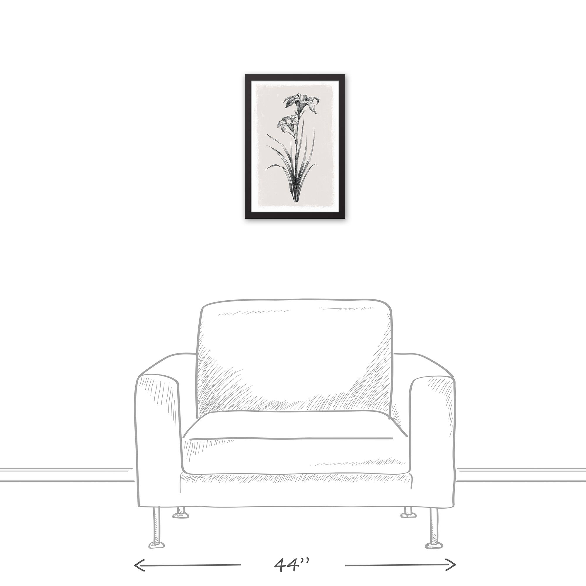 Sketchy Florals 13.73" x 19.73" Black Framed Canvas