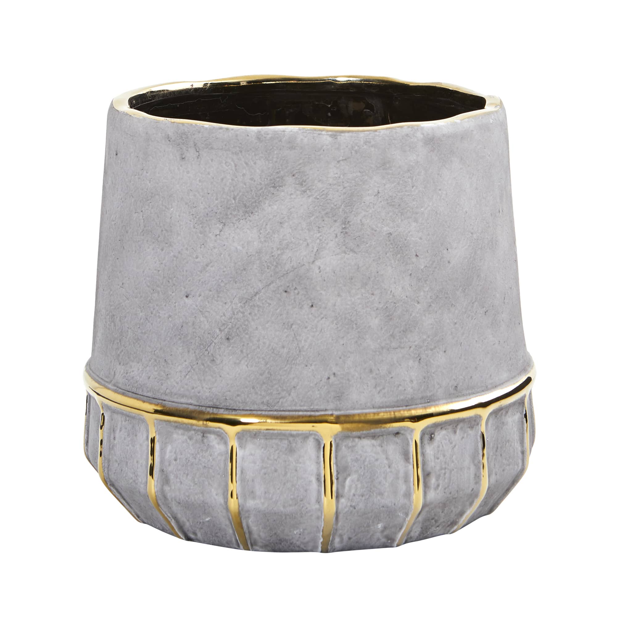 8" Regal Stone Decorative Planter with Gold Accents