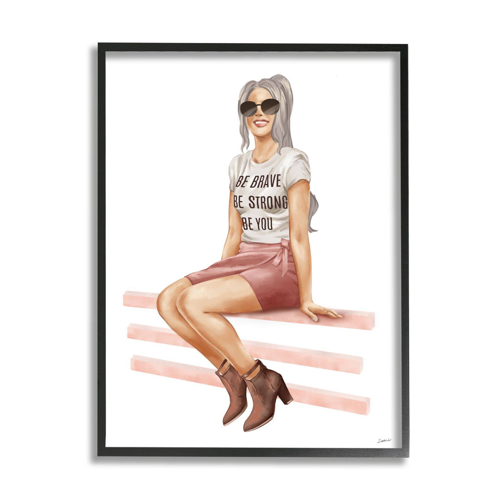 Stupell Industries Be You Inspirational Female Fashionista Black Framed Wall Art