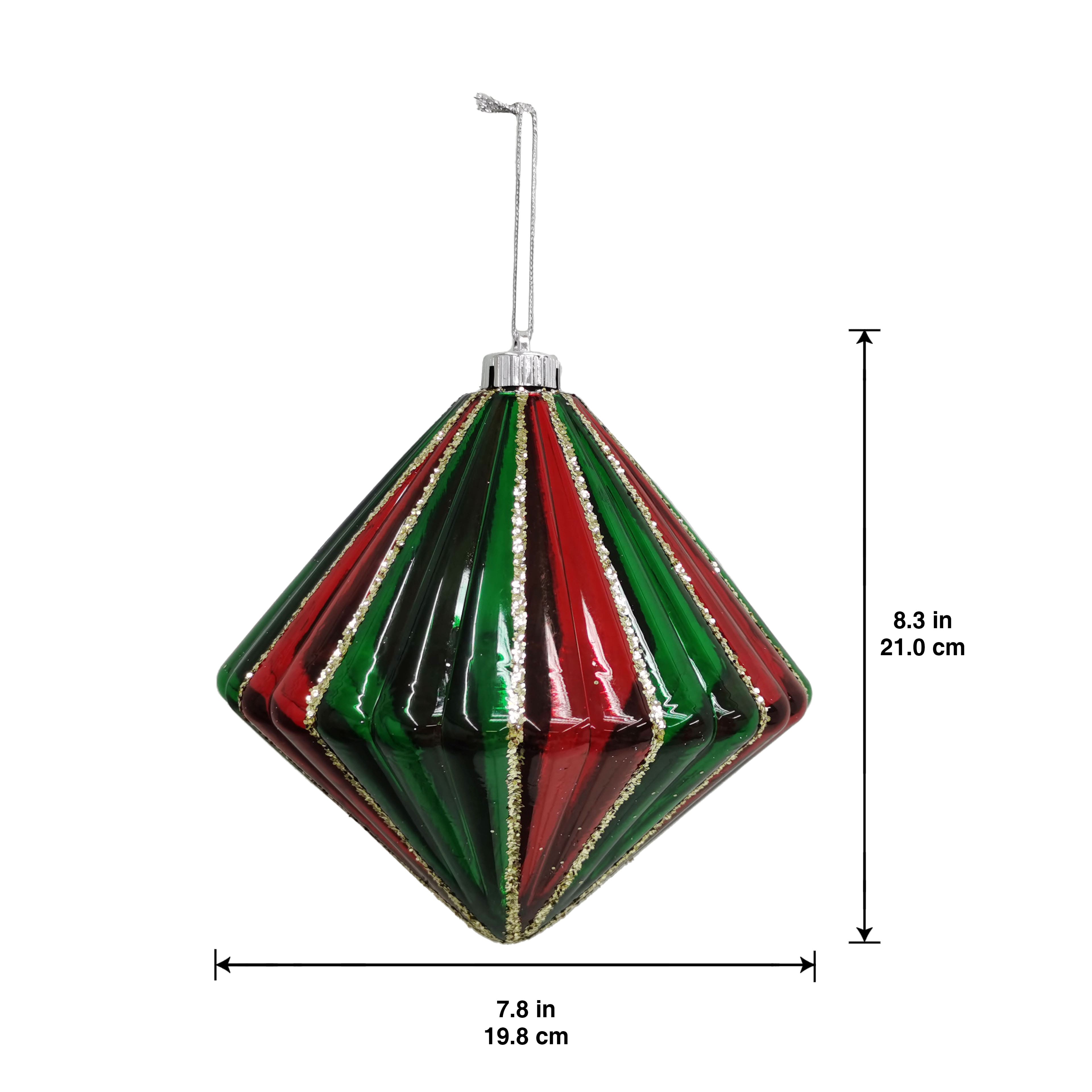 7.75&#x22; Jumbo Red, Green &#x26; Gold Shatterproof Diamond Ornament by Ashland&#xAE;