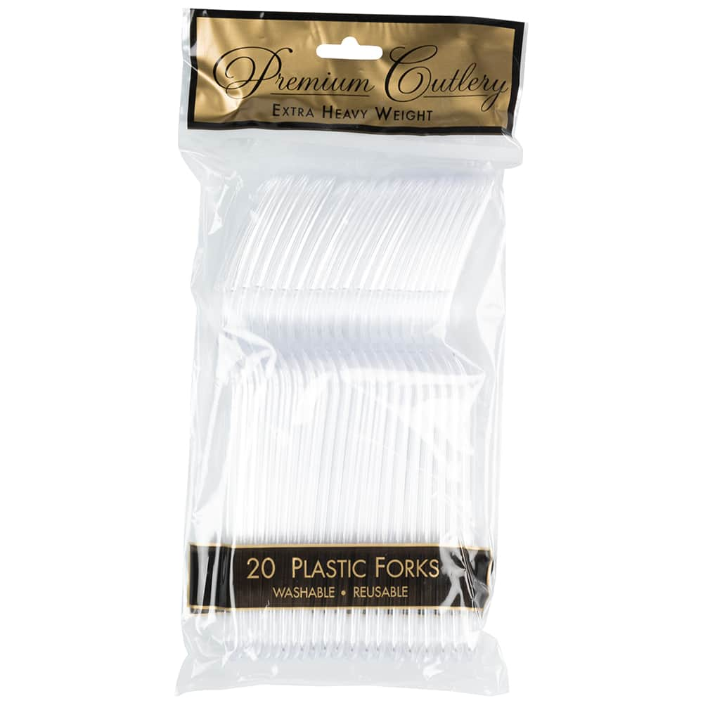 JAM Paper Clear Premium Plastic Forks, 20ct.