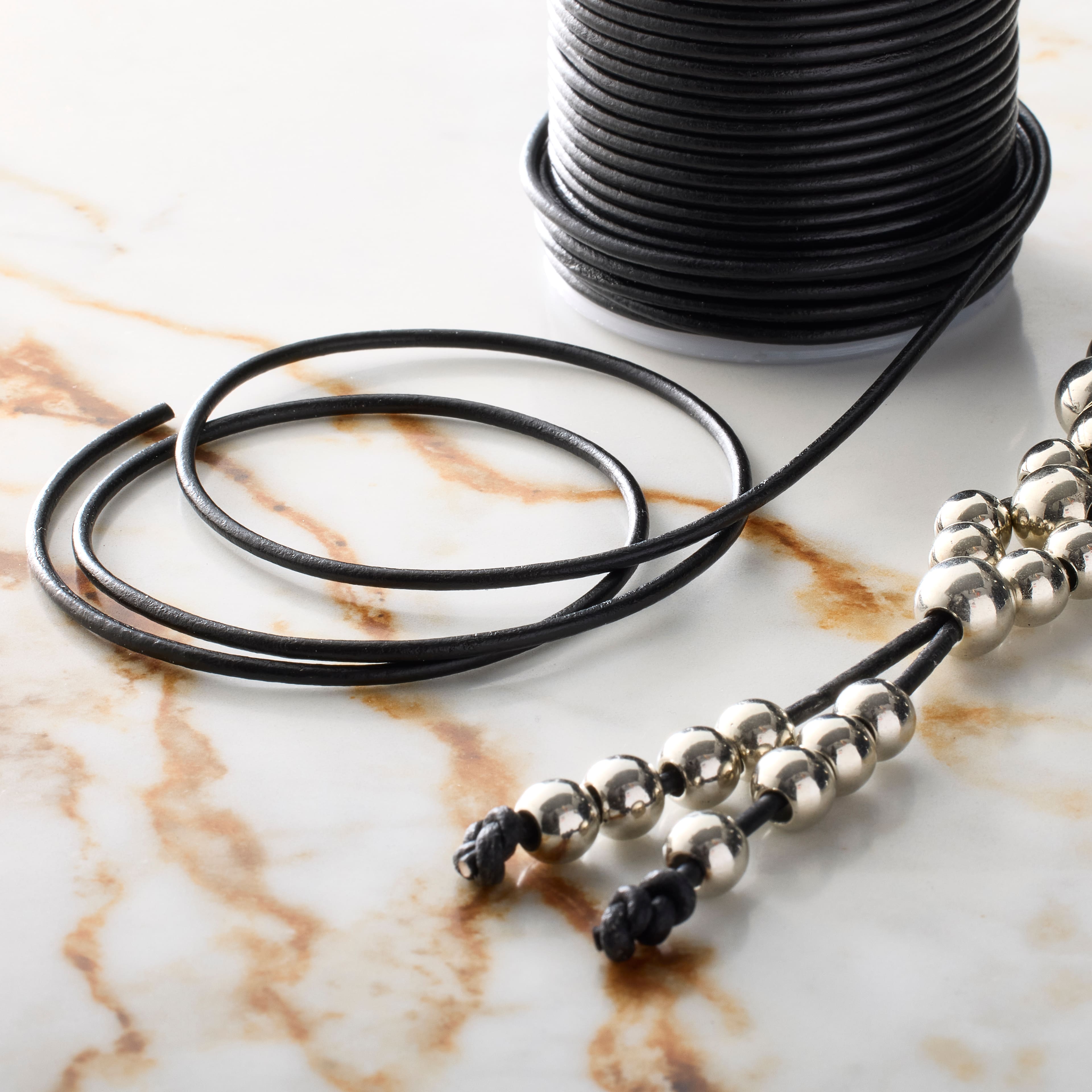 6 Pack: 2mm Black Round Leather Cord by Bead Landing™, 25yd.