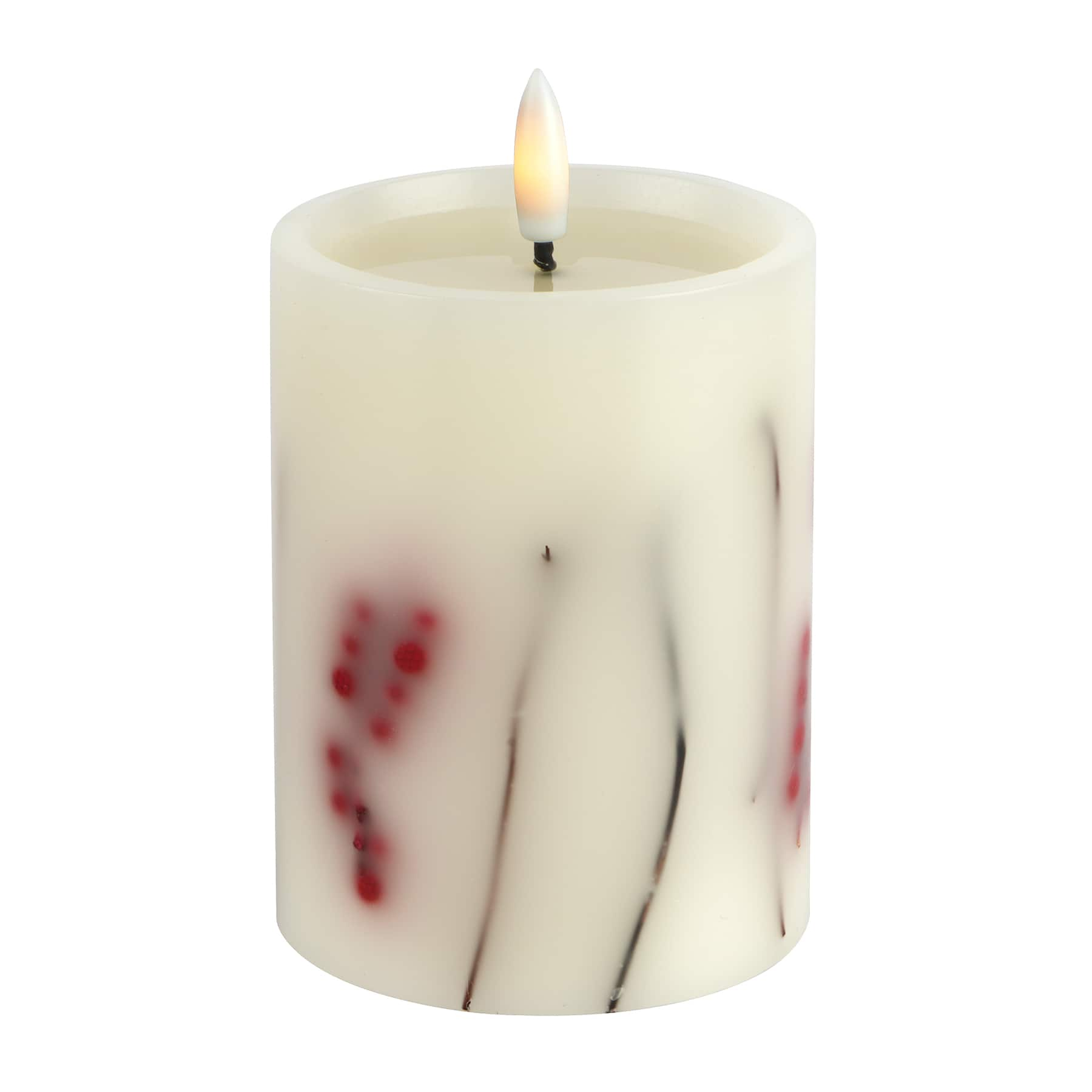 3&#x22; x 4&#x22; White &#x26; Berry LED Wax Pillar Candle by Ashland&#xAE;