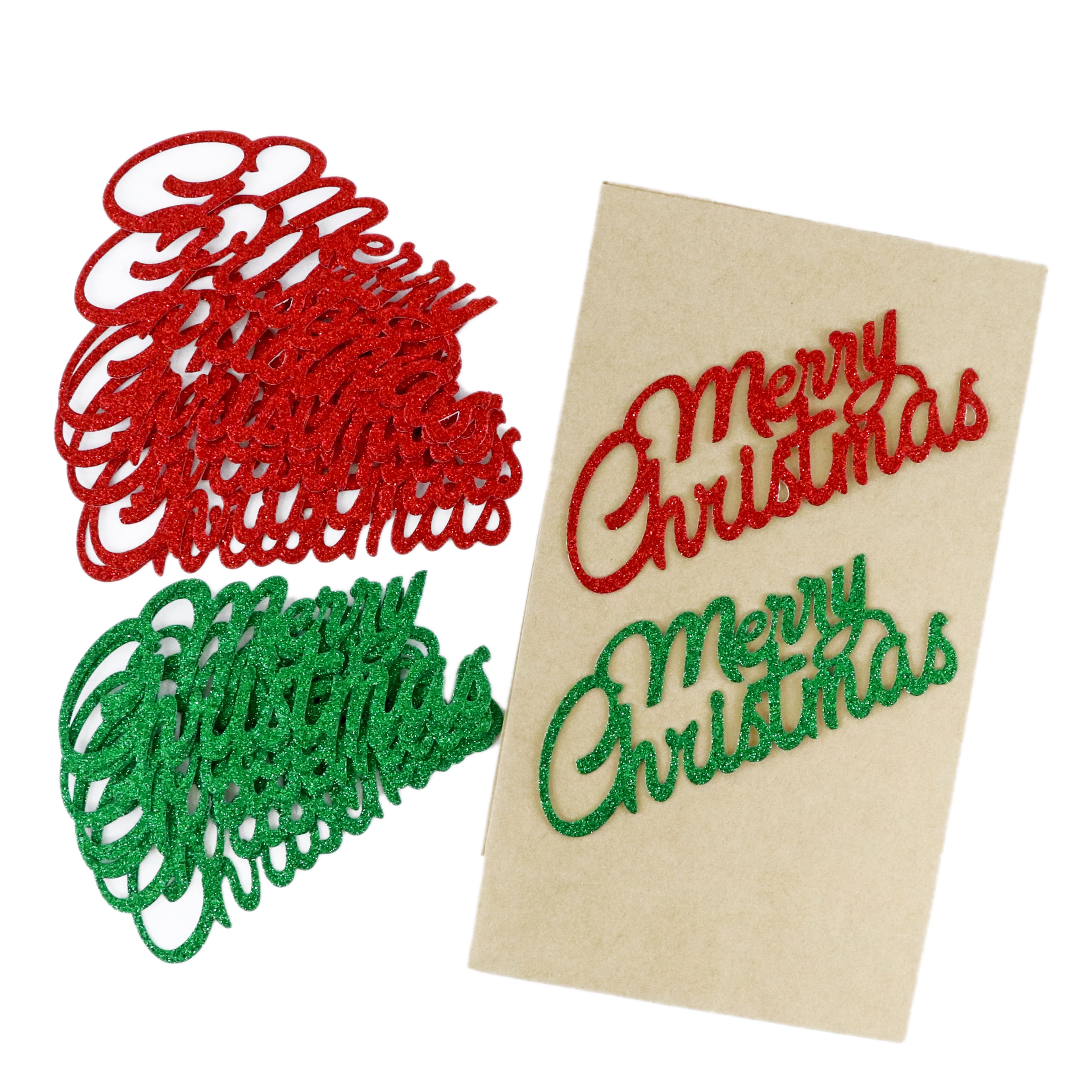 Red &#x26; Green Glitter Merry Christmas Die Cut Stickers by Recollections&#x2122;