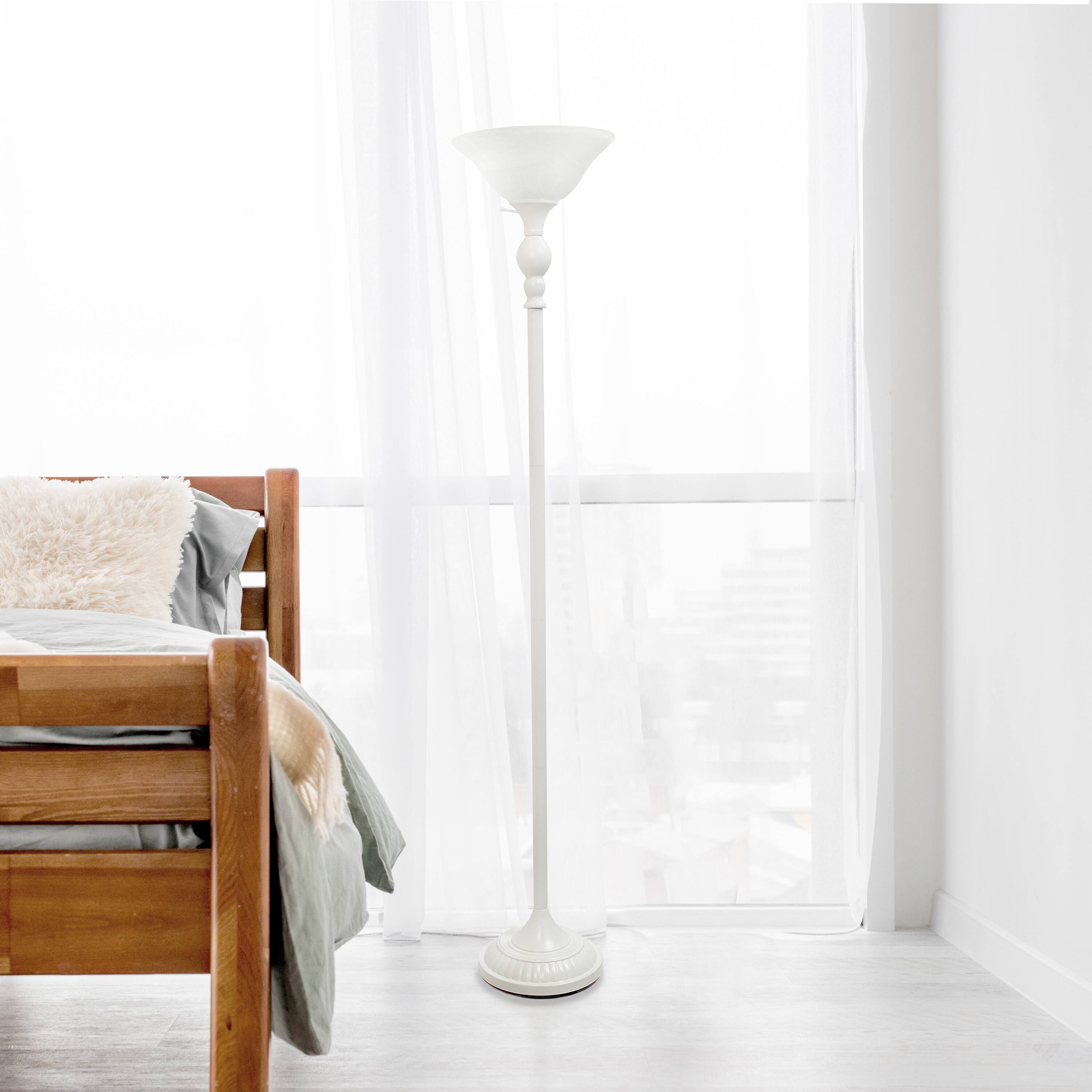 Lalia Home 6ft. Torchiere Floor Lamp with Marbleized Shade