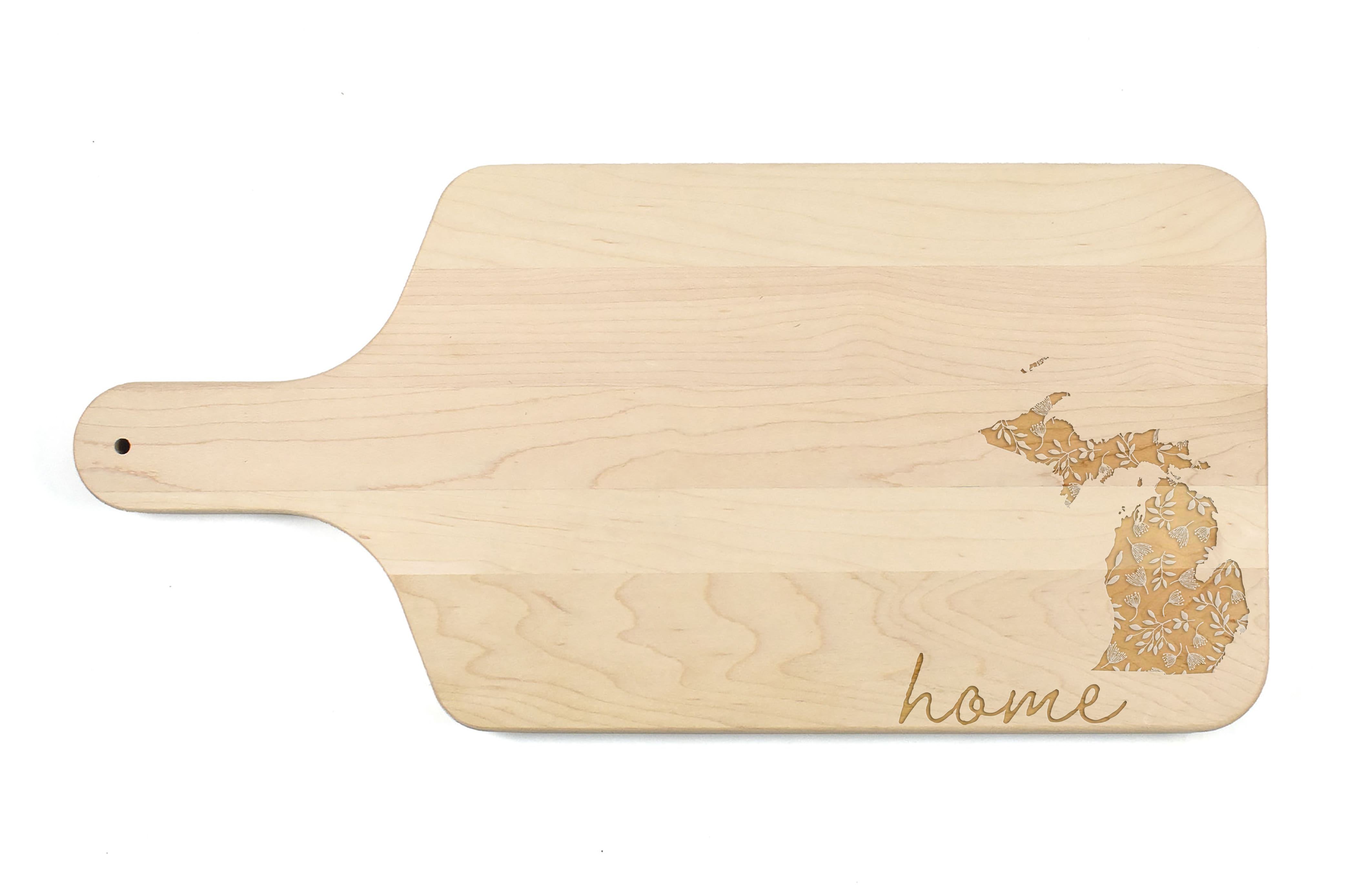 17" Floral Home State Maple Paddle Cutting Board