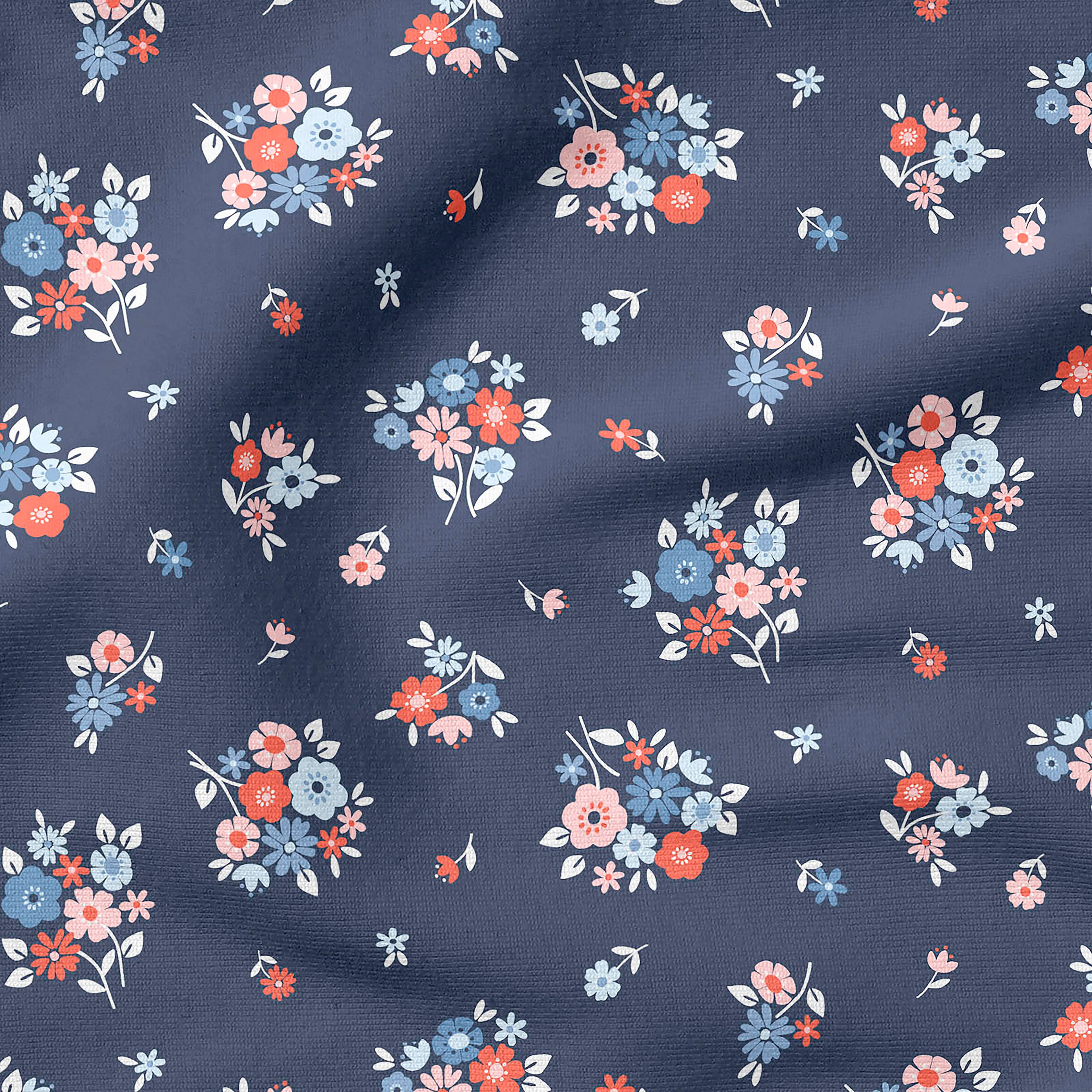 Fabric Editions Navy Carolina Bouquet Cotton Fabric