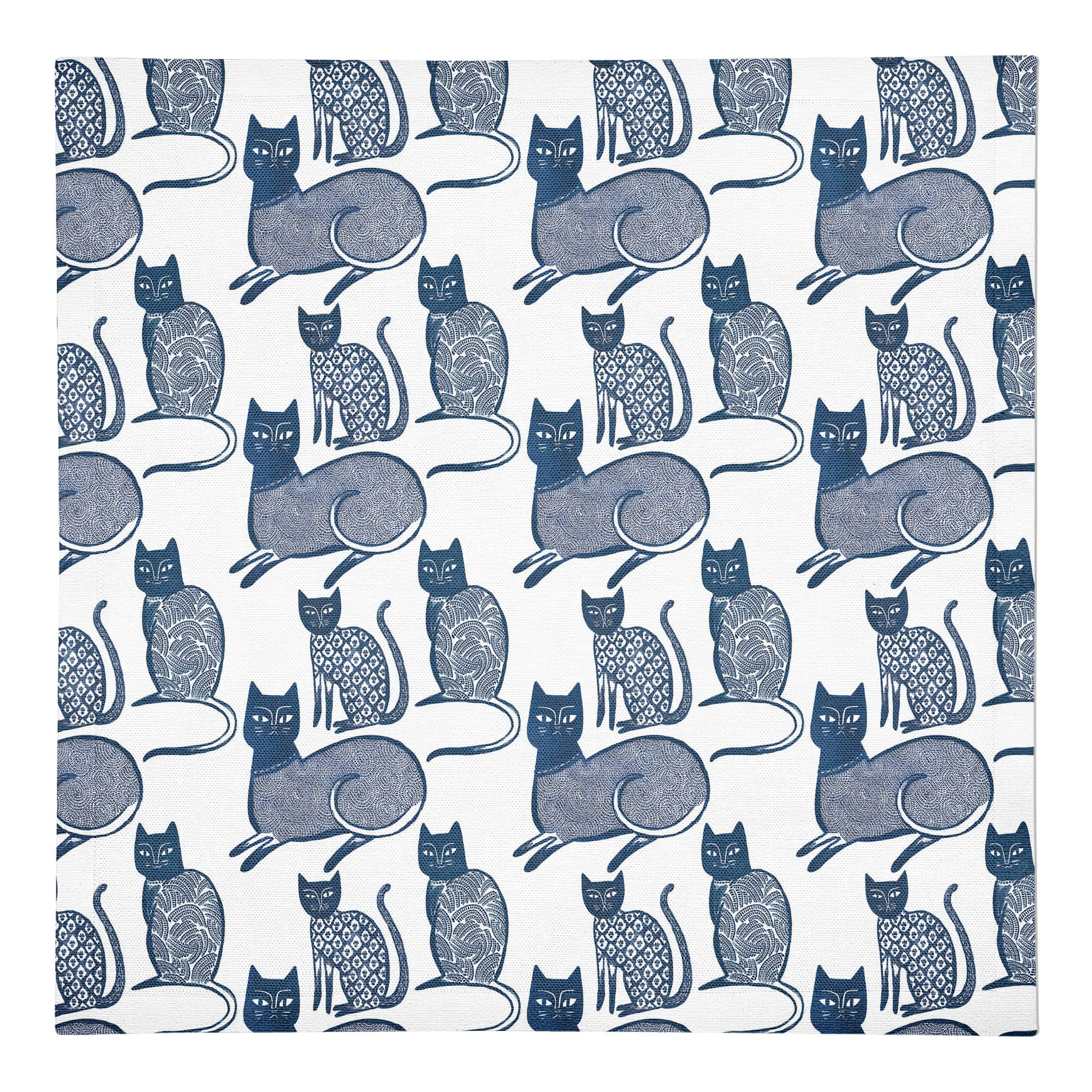 Blue Cat Pattern 10&#x22; x 10&#x22; Cotton Twill Napkin