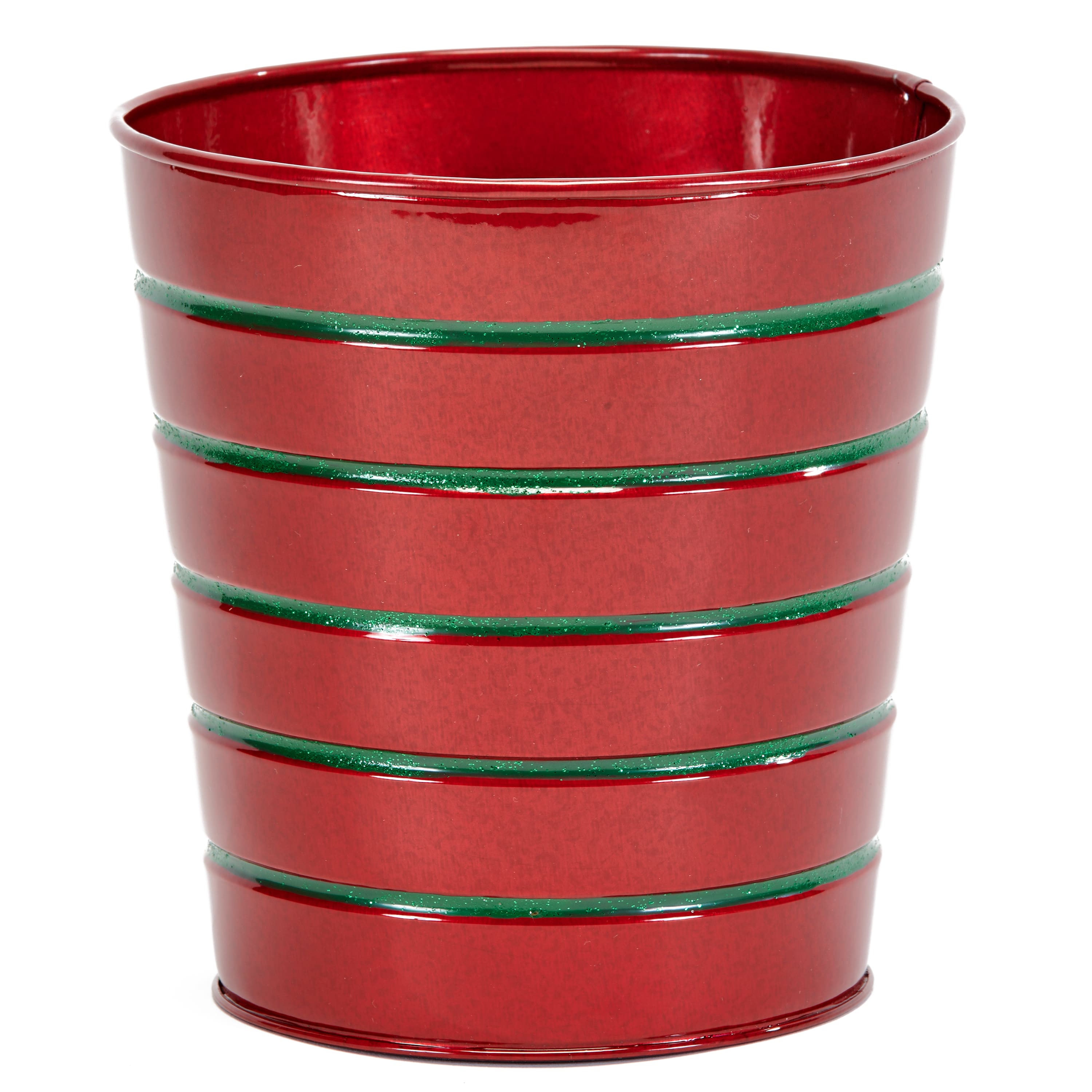 6.25" Christmas Galvanized Red Metal Container Buckets, 4ct.