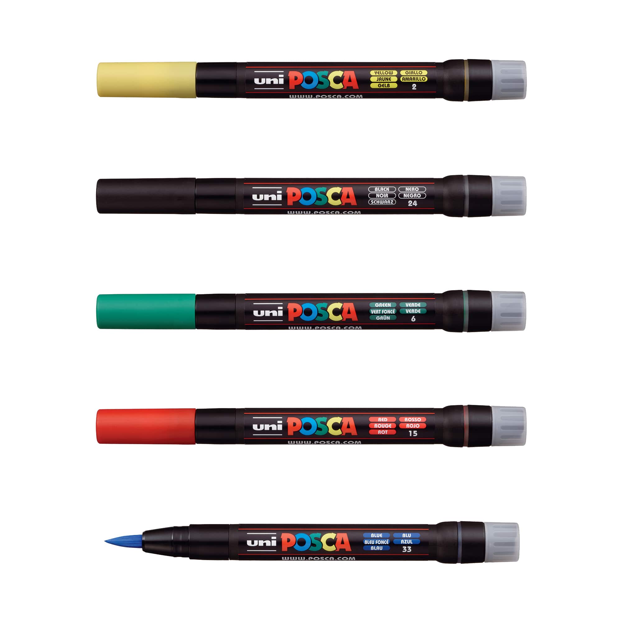 Uni Posca PCF-350 Paint Marker Pen Brush Tipped - Pack of 10 (Full Colour  Range)
