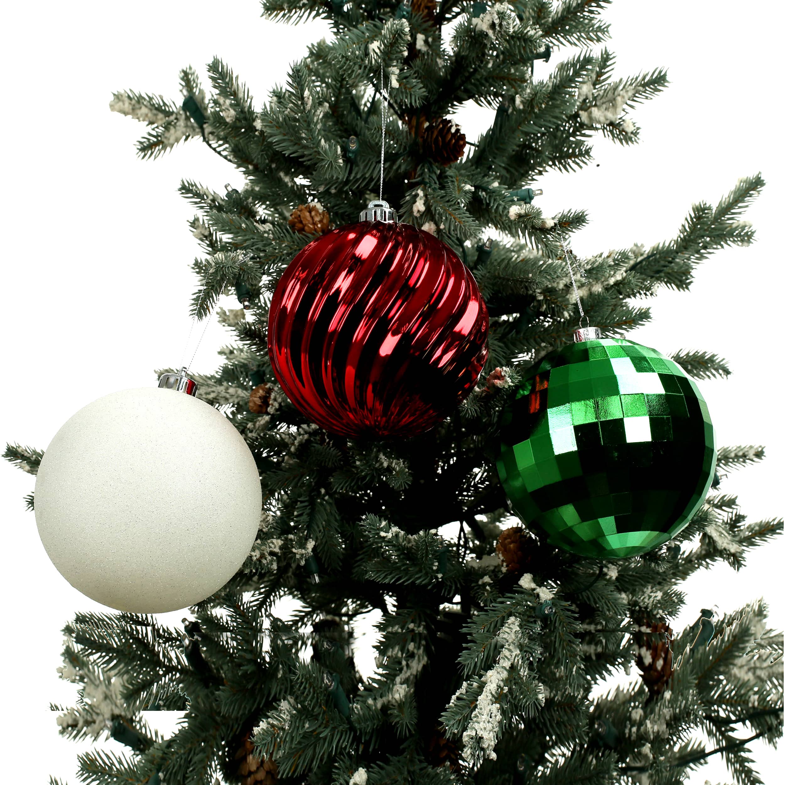5 Pack 5.7&#x22; Red, Green &#x26; Silver Peppermint Lane Shatterproof Ornaments by Ashland&#xAE;