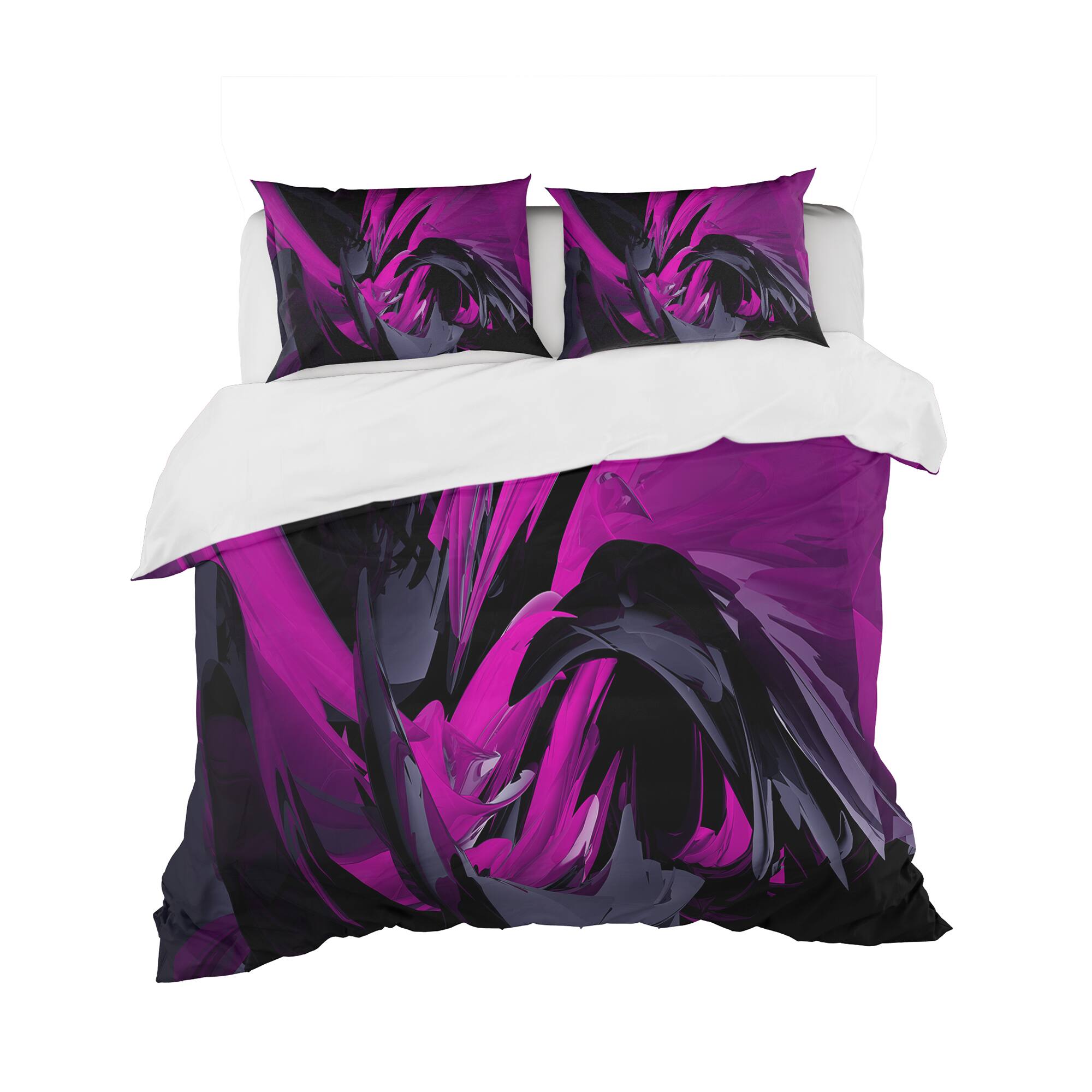 Designart &#x27;Magenta and Grey Mixer&#x27; Modern &#x26; Contemporary Bedding Set - Duvet Cover &#x26; Shams