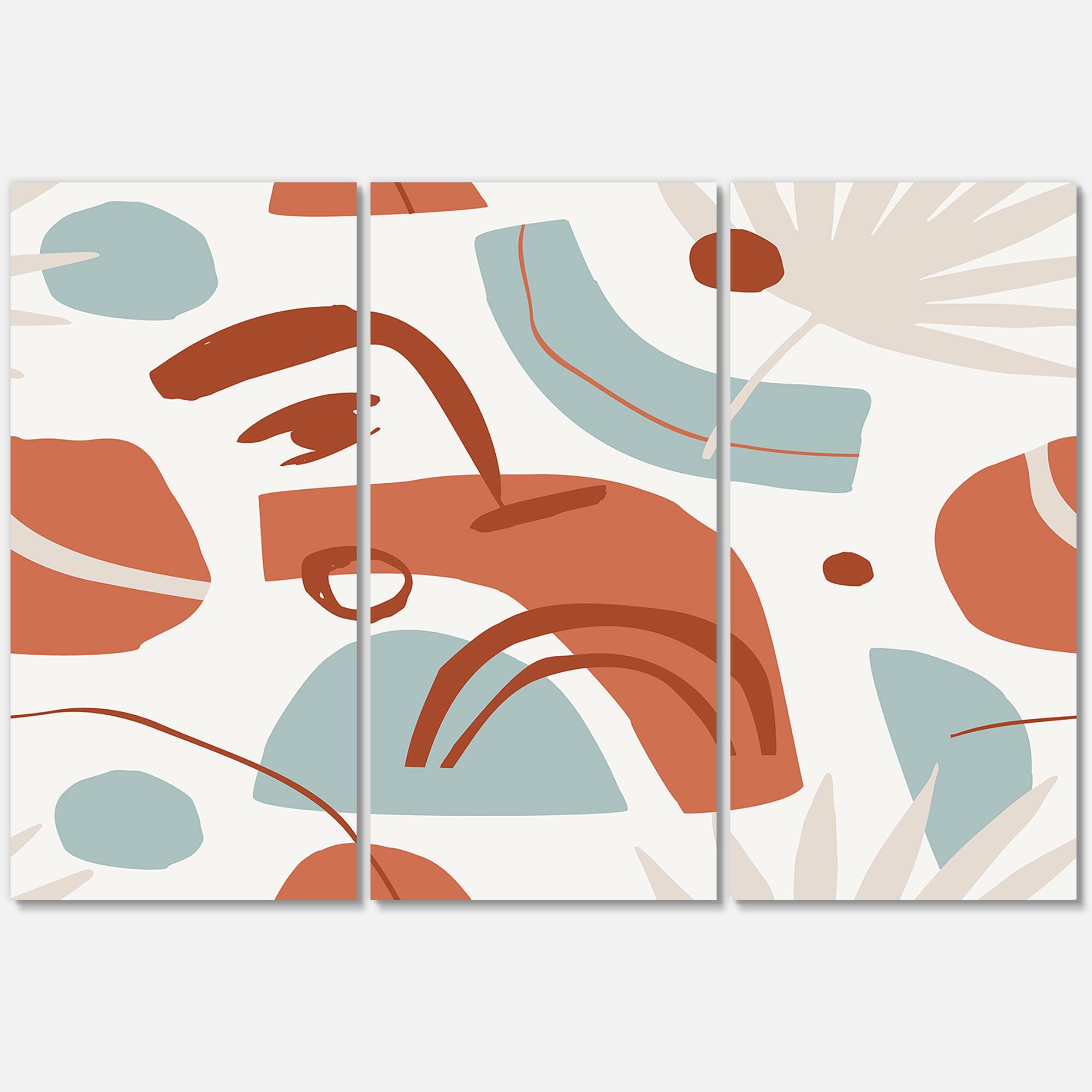 Designart - Geometrical Shapes With Tropical Palm Leaves - Modern Canvas Wall Art Print