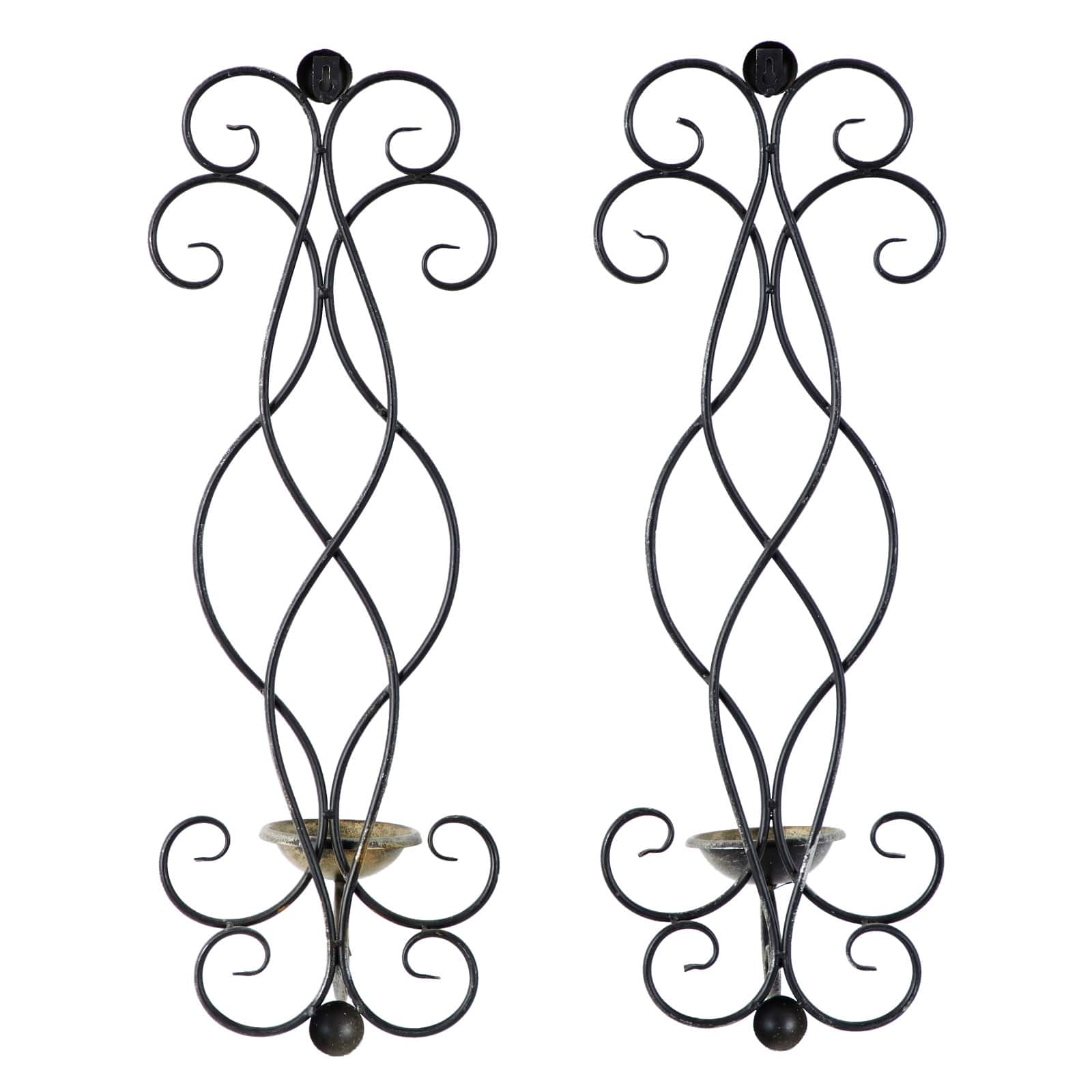 Set of 2 Bronze Metal Traditional Wall Sconce, 25&#x22; x 8&#x22;