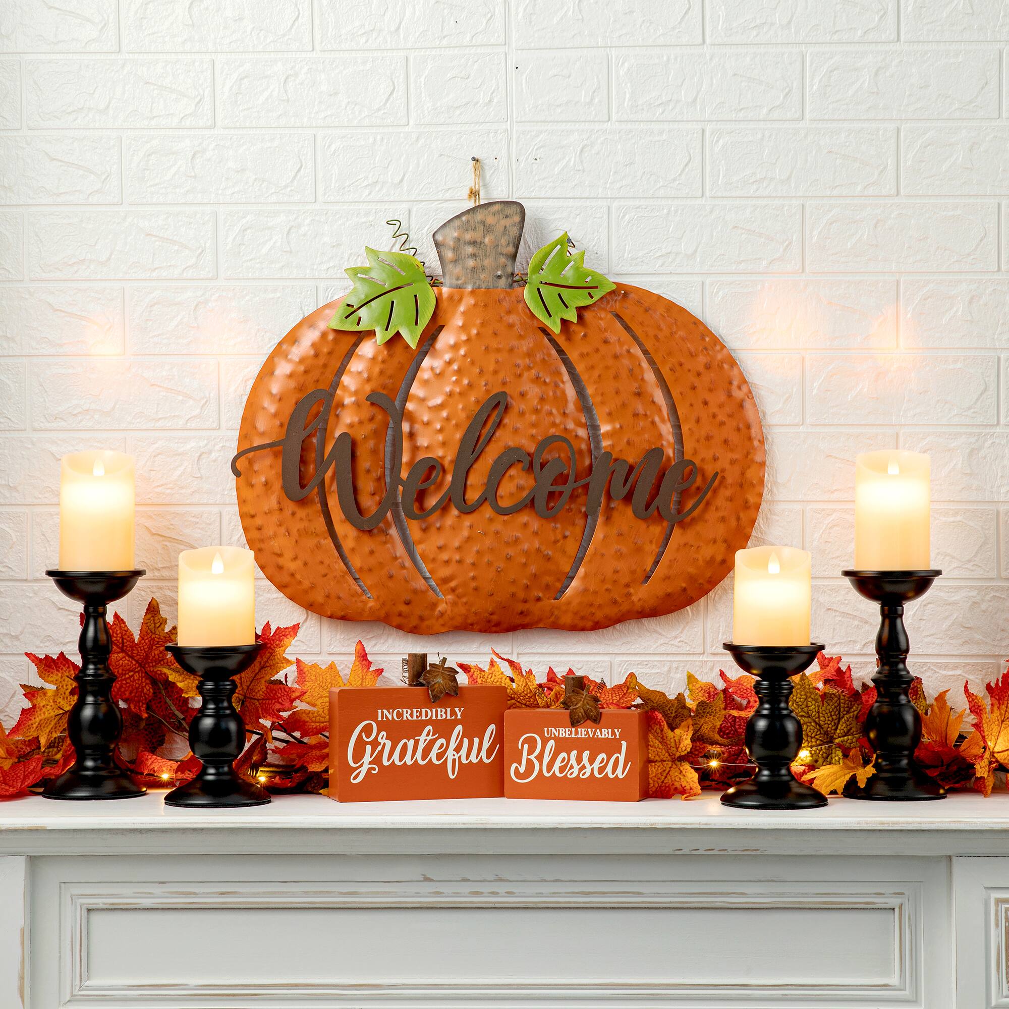 Glitzhome® Metal Welcome Pumpkin Yard Stake