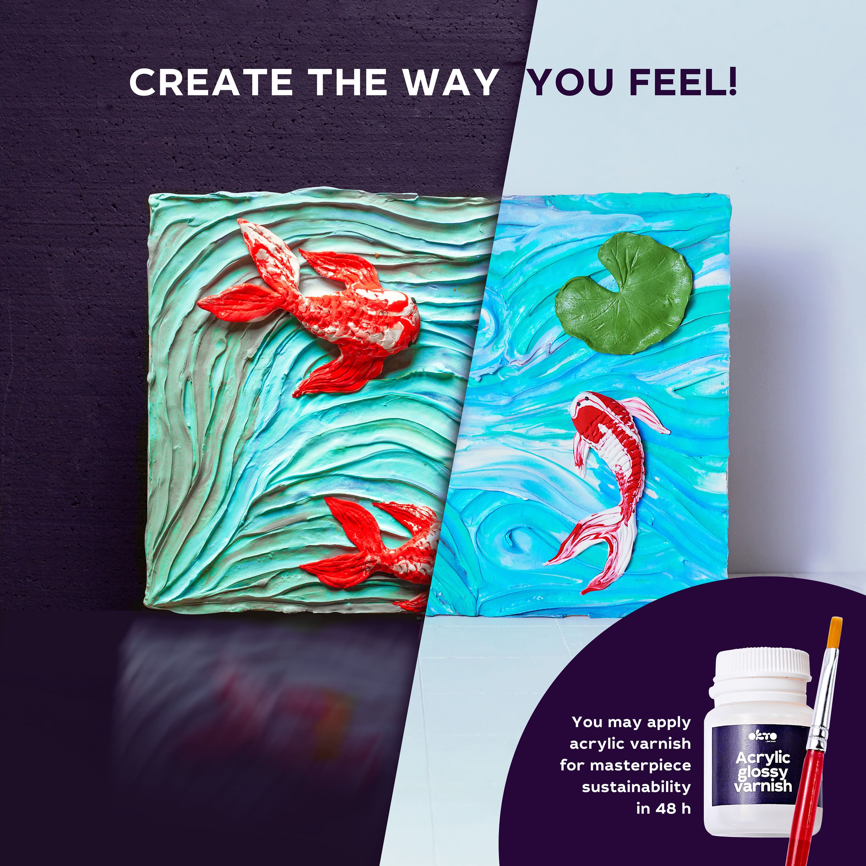 OKTO Sensory Art 3D Clay Koi Fish Painting Kit