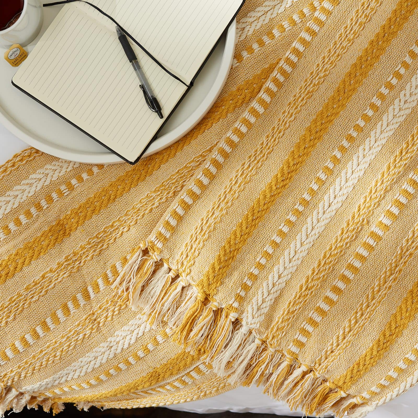 DII&#xAE; Honey Gold Braided Stripe Throw