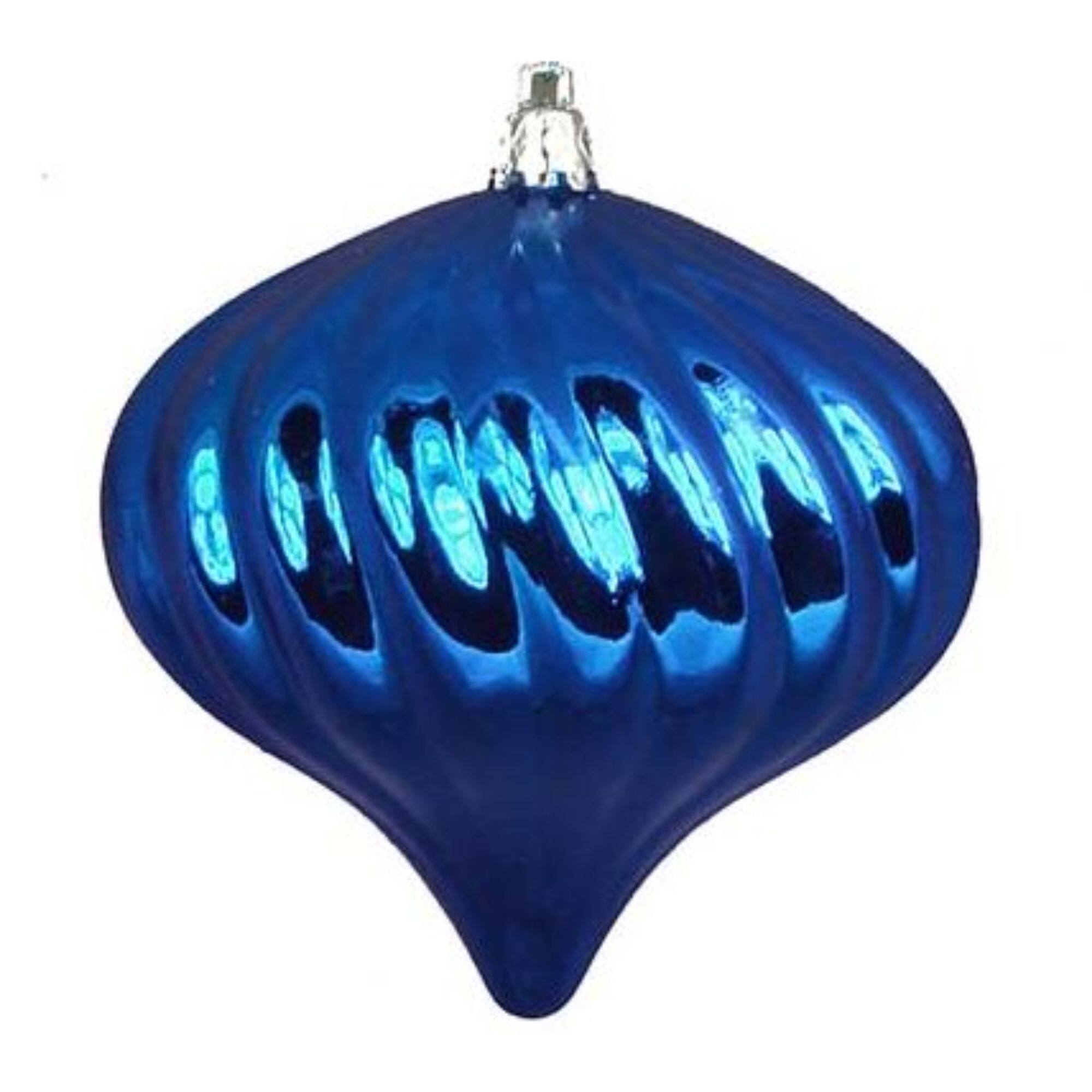 4ct Shiny Lavish Blue Swirl Shatterproof Onion  Ornaments