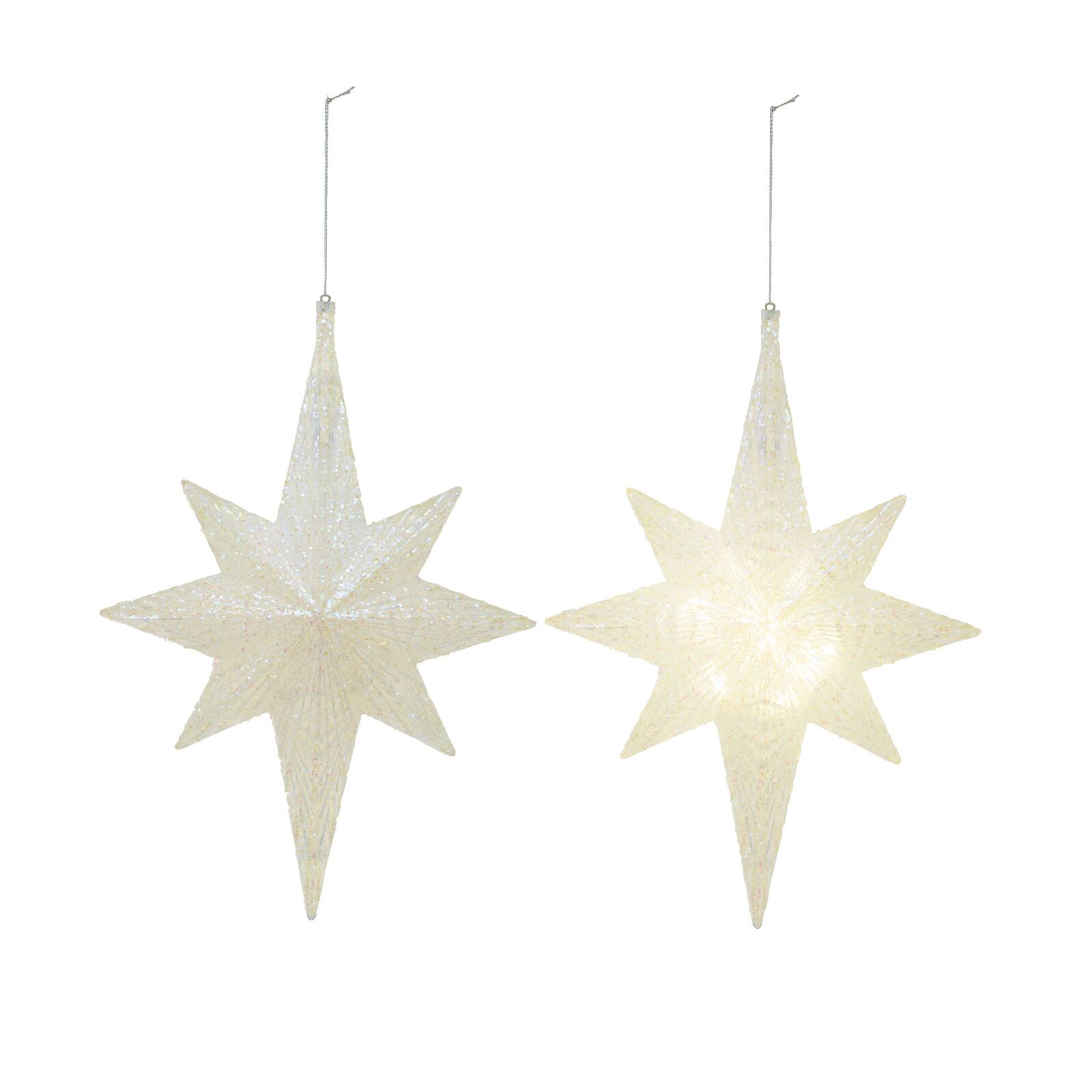 Hello Honey® 10.5" White Glitter LED Plastic Star Ornament