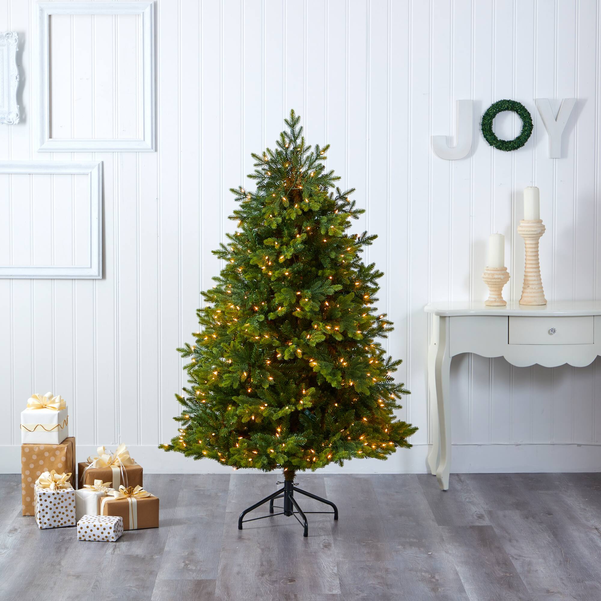 6ft. Pre-Lit North Carolina Fir Artificial Christmas Tree, Clear LED Lights