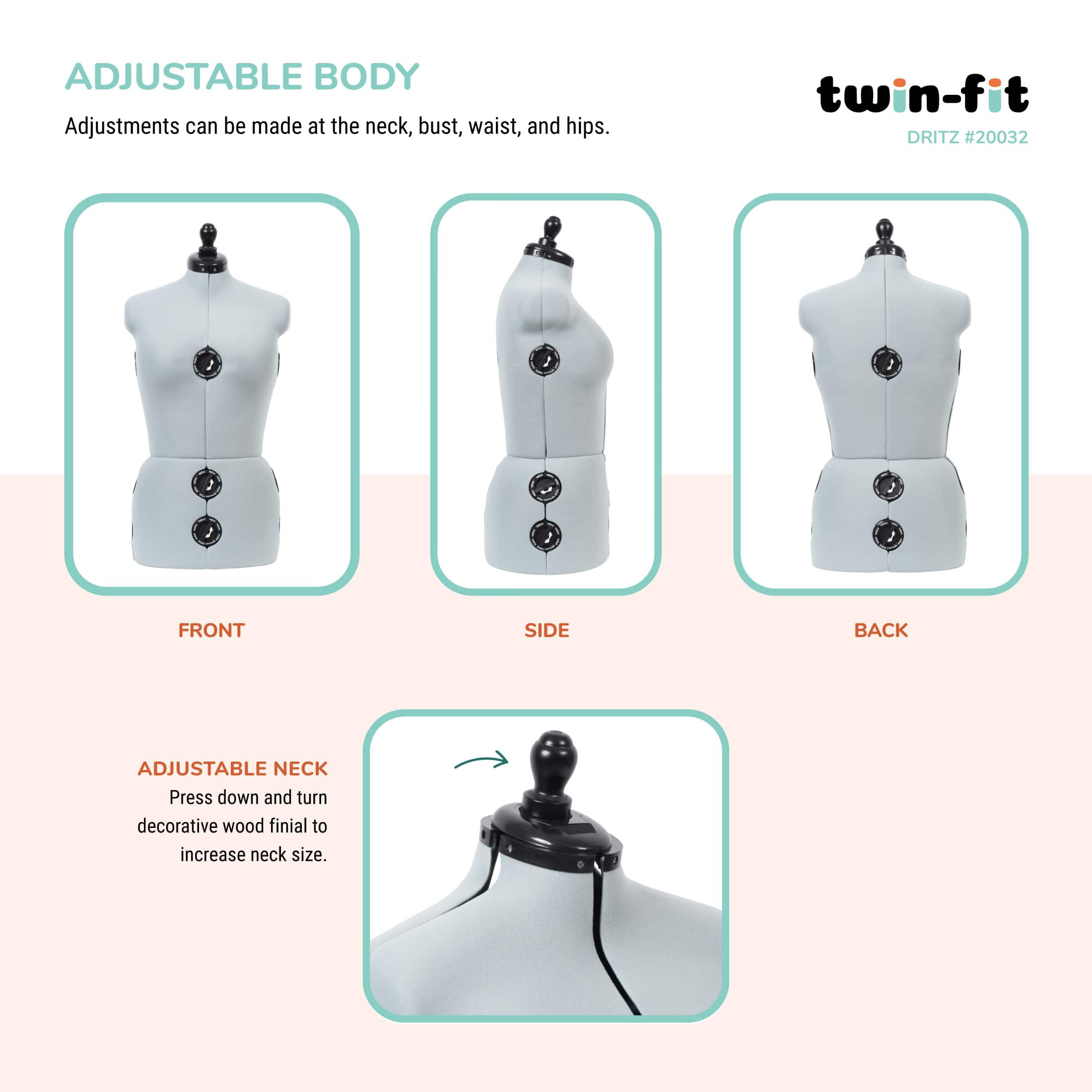 Dritz&#xAE; Twin-Fit Medium Dress Form with Adjustable Tri-Pod Stand