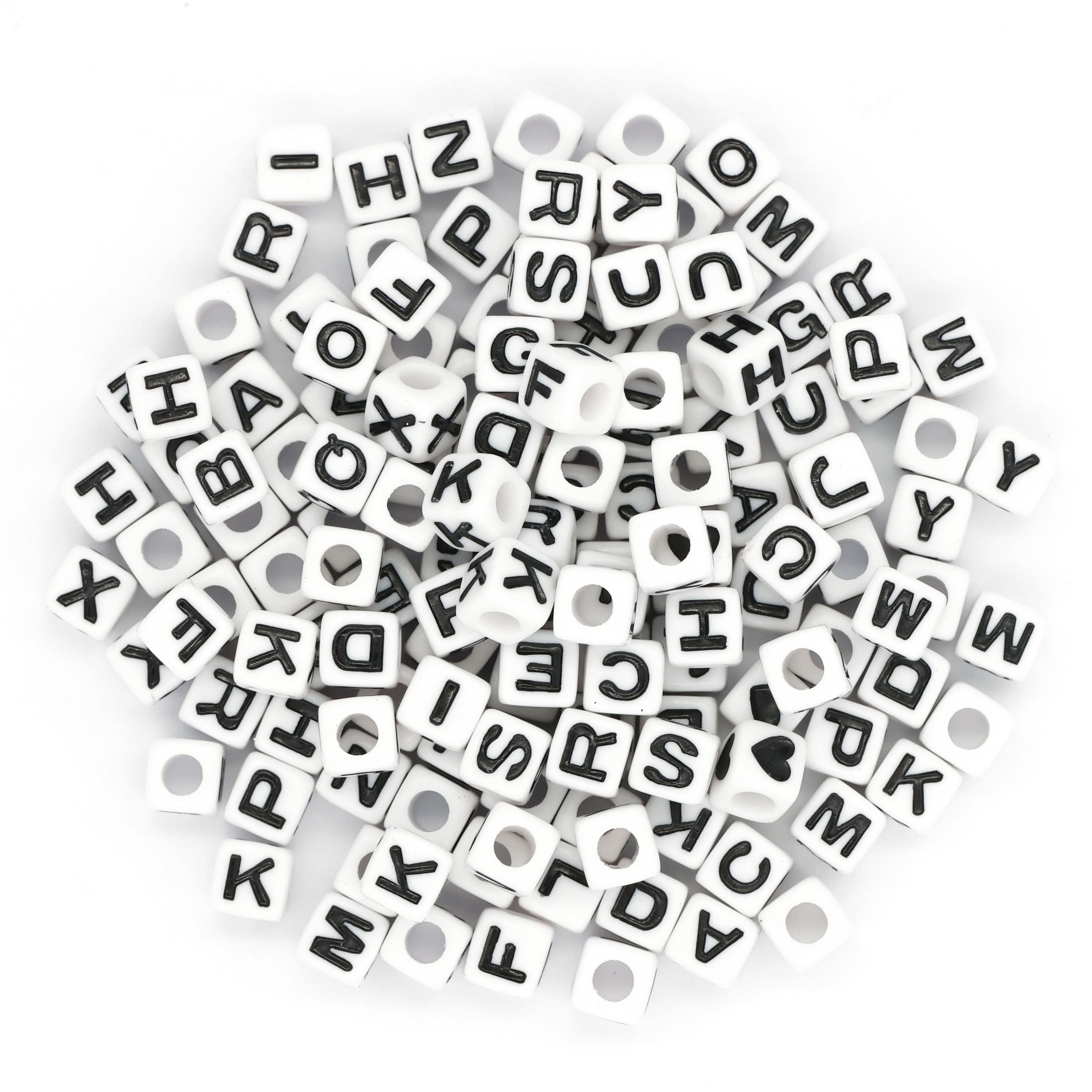 12 Packs: 340 ct. (4,080 total) Black &#x26; White Alphabet Beads by Creatology&#x2122;, 6.5mm