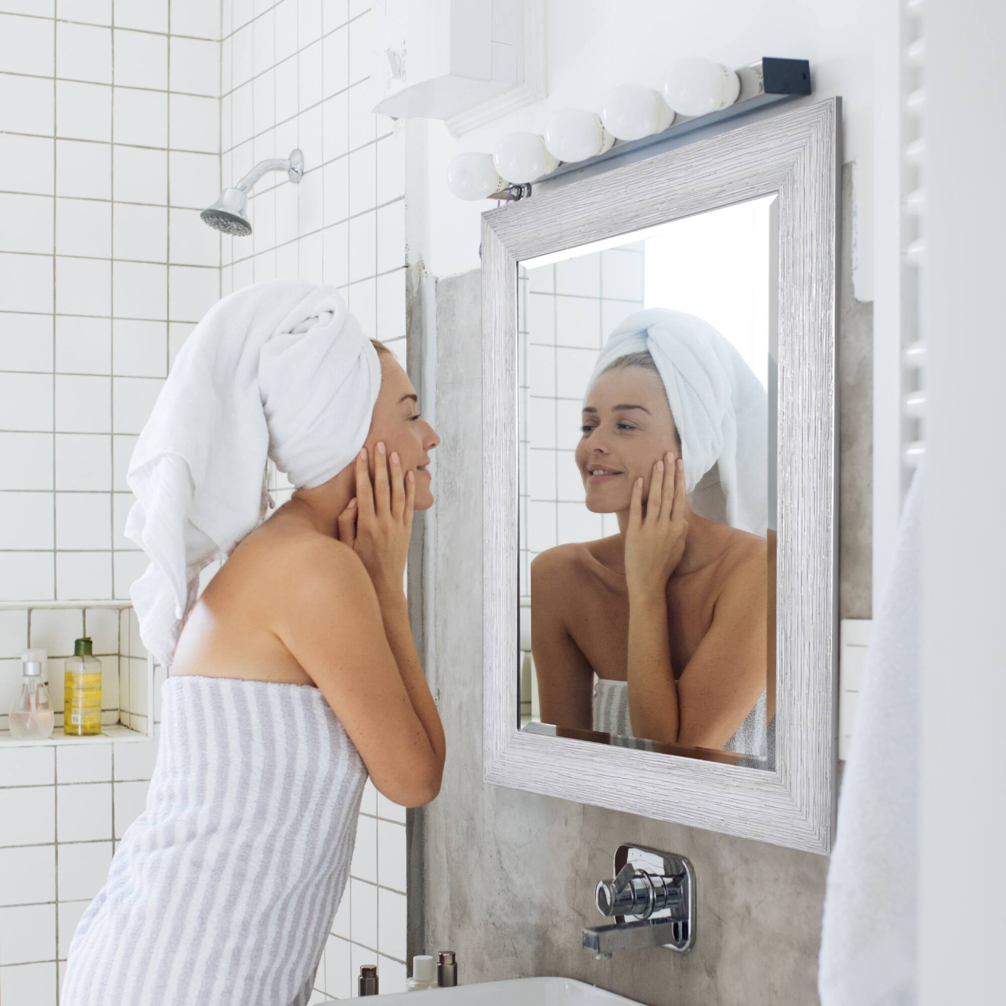 Head West® Textured Chrome Rectangular Wall Vanity Mirror