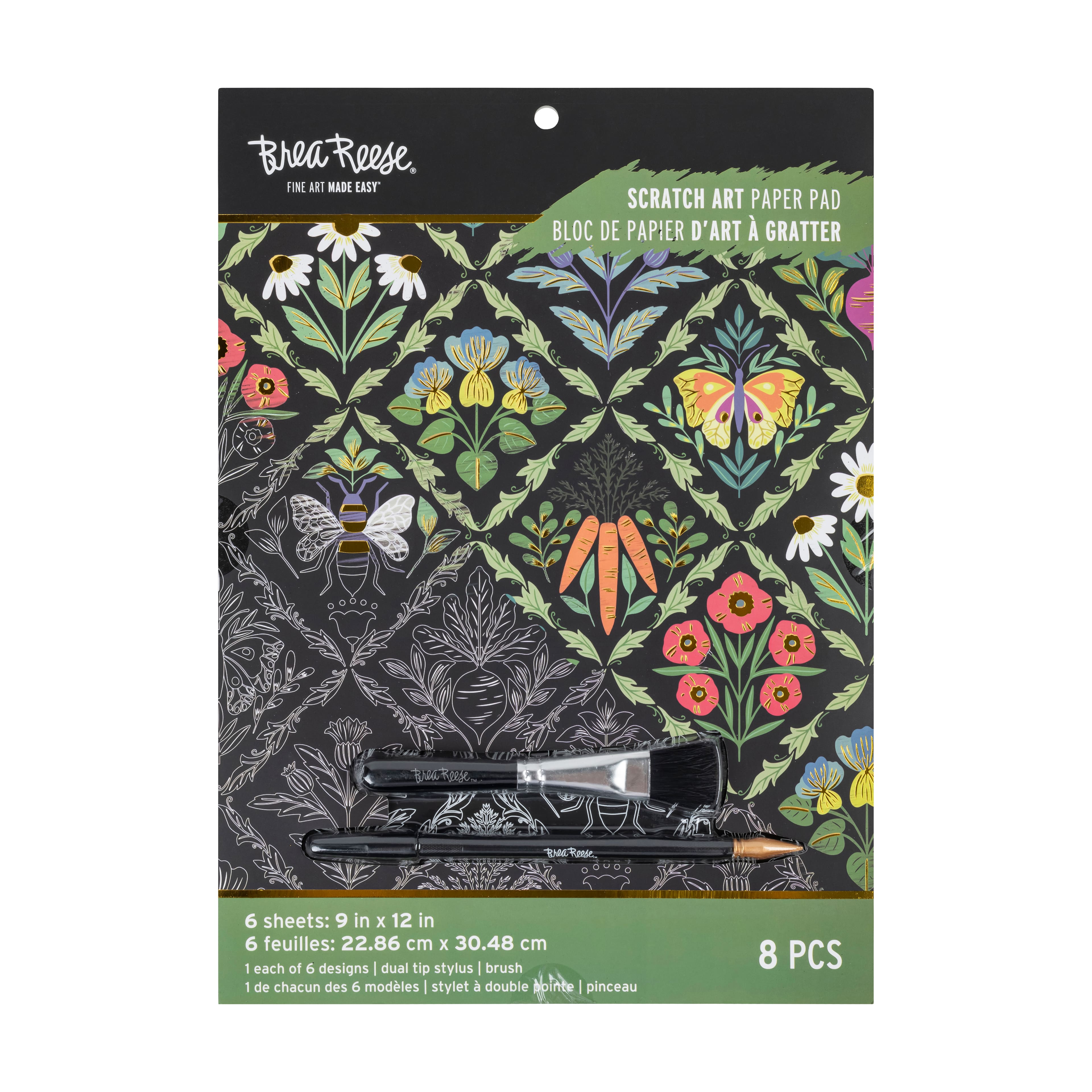 Brea Reese&#x2122; 9&#x22; x 12&#x22; Vegetable Garden Scratch Art Paper Pad